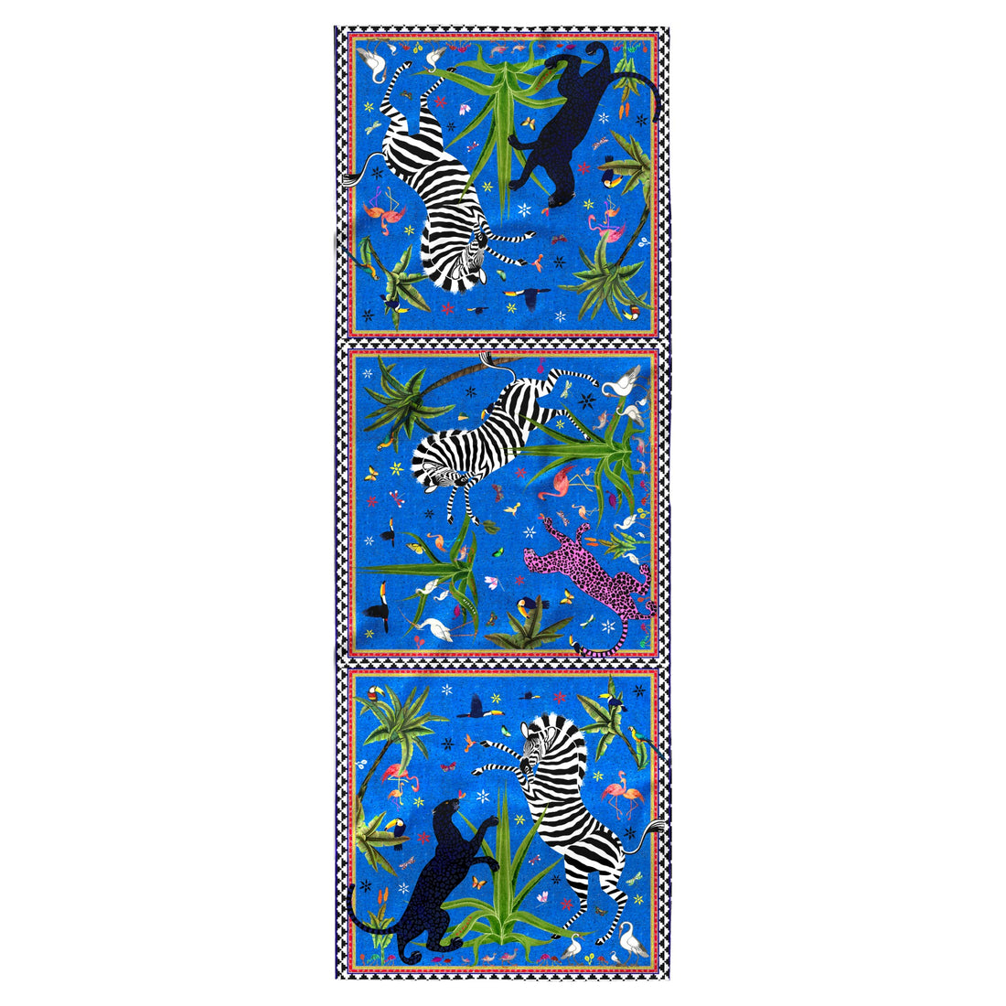 Ocelot Seidenschal Jungle Blue Negativo 200x70 luxuriöses Accessoire