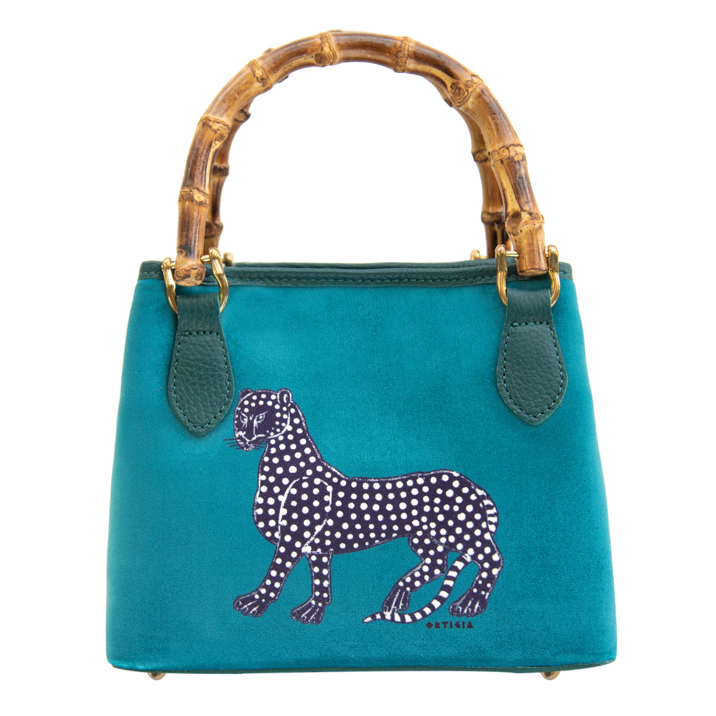 Samttasche BAMBOO PETROLIO – der Marke Ortigia Sicilia