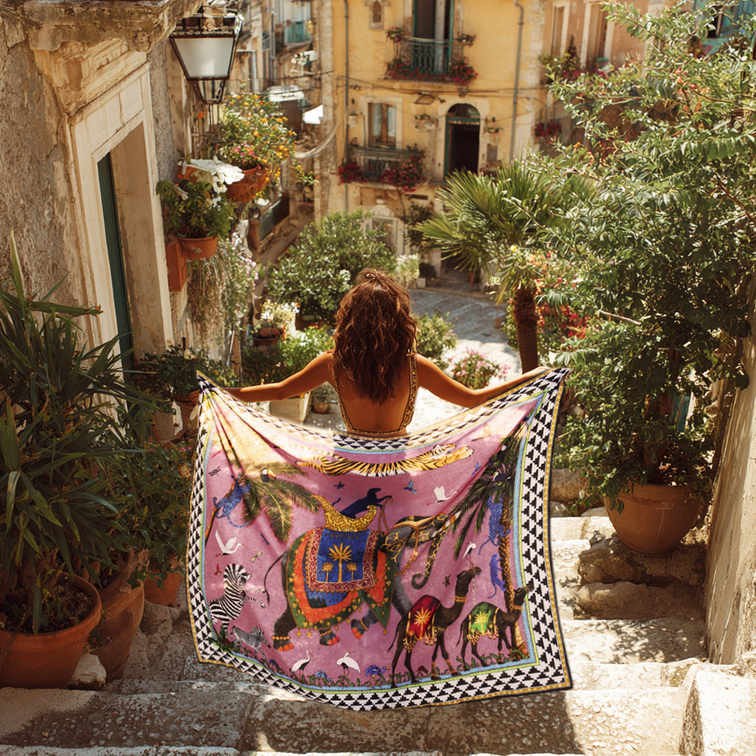 Pareo FLYING TIGER in Pink von Ortigia Sicilia