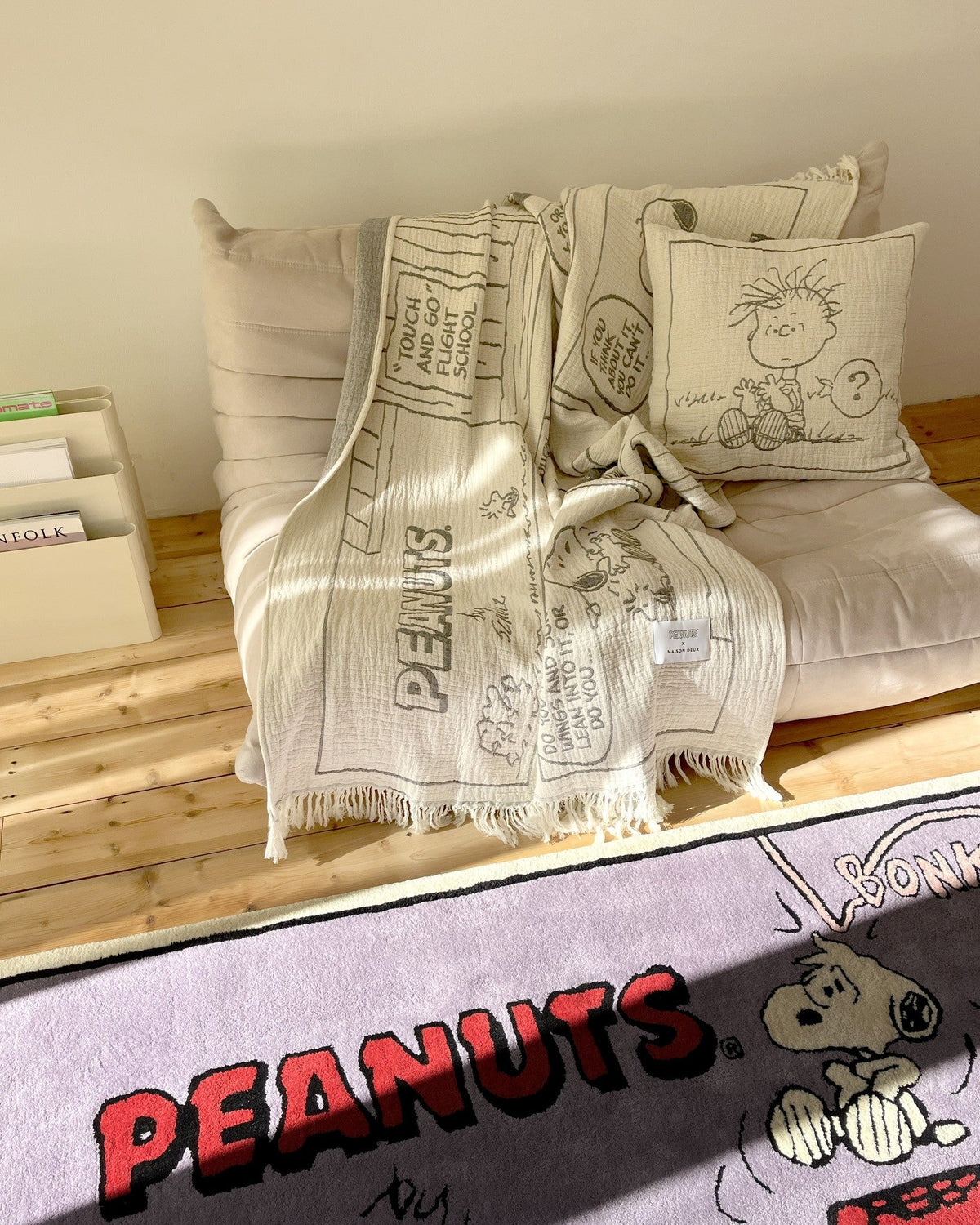 Peanuts Blanket Comic Flightschool mit Snoopy und Woodstock