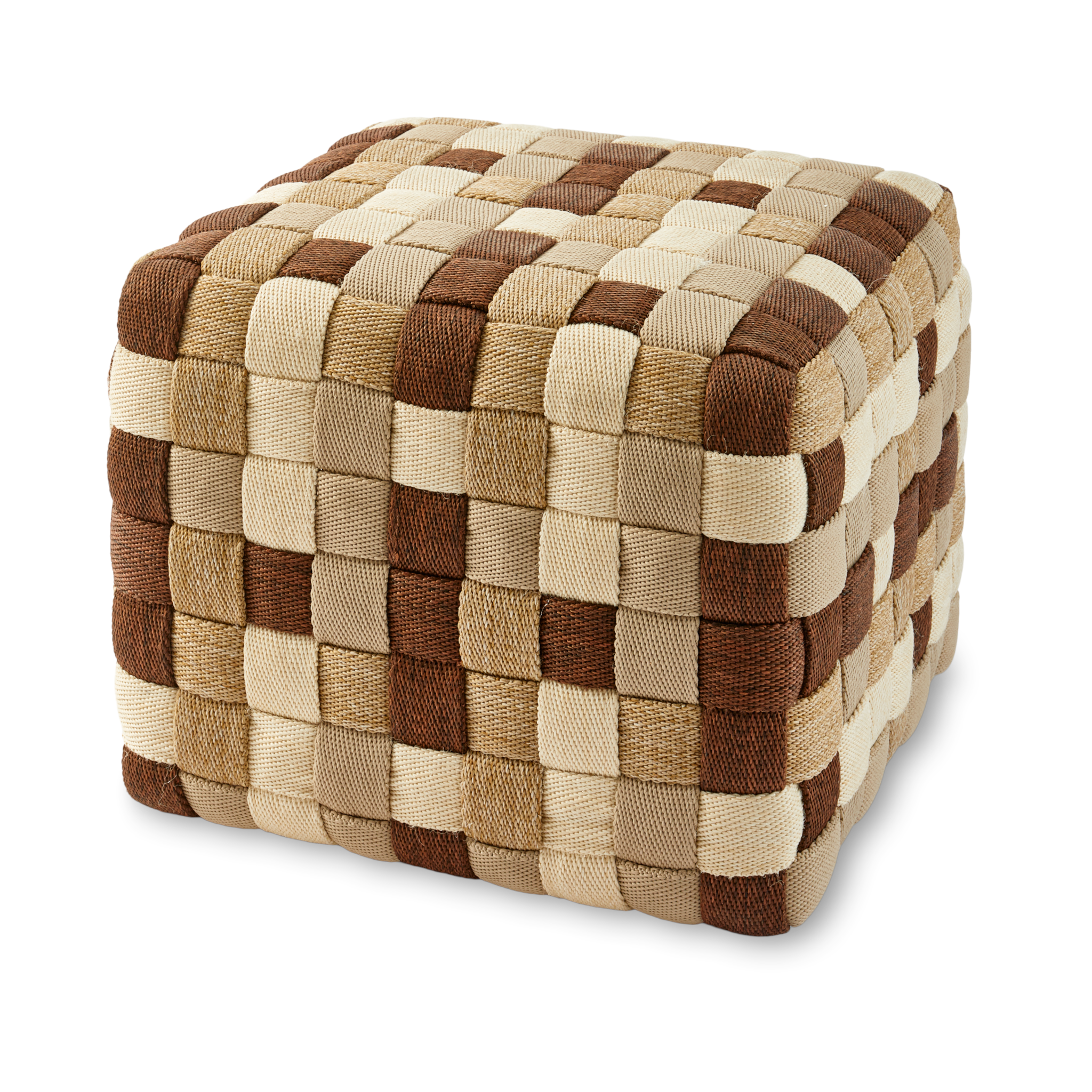 Handgeflochtener Outdoor Pouf von Polspotten in Beige und Braun