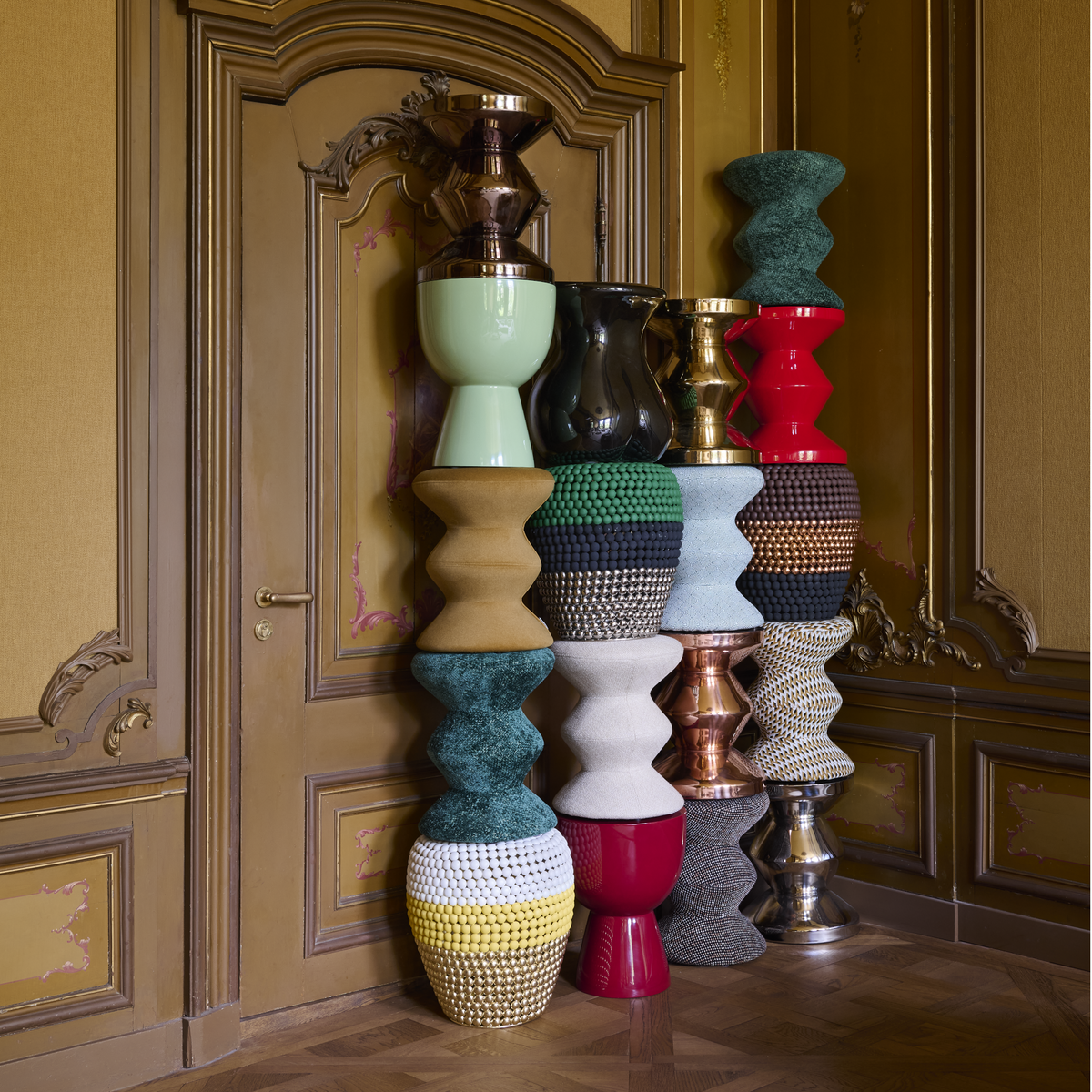 Polspotten Kupferhocker Zig Zag aus recyceltem Material