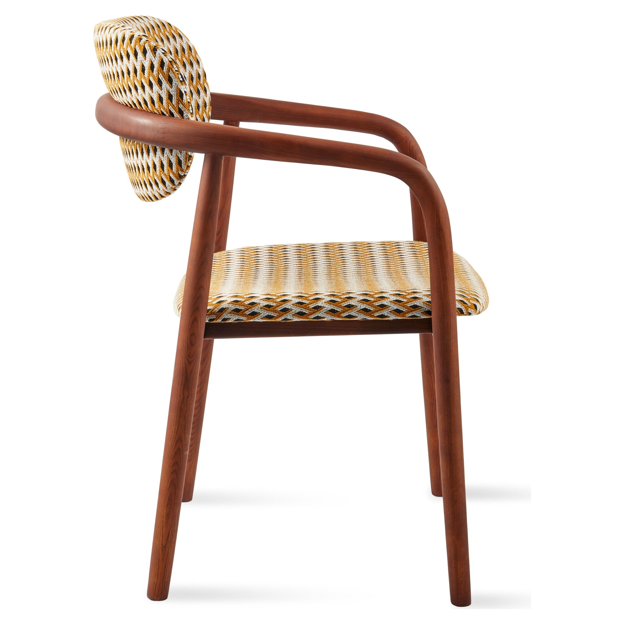 Polspotten Designstuhl mit geometrischem Musterstoff