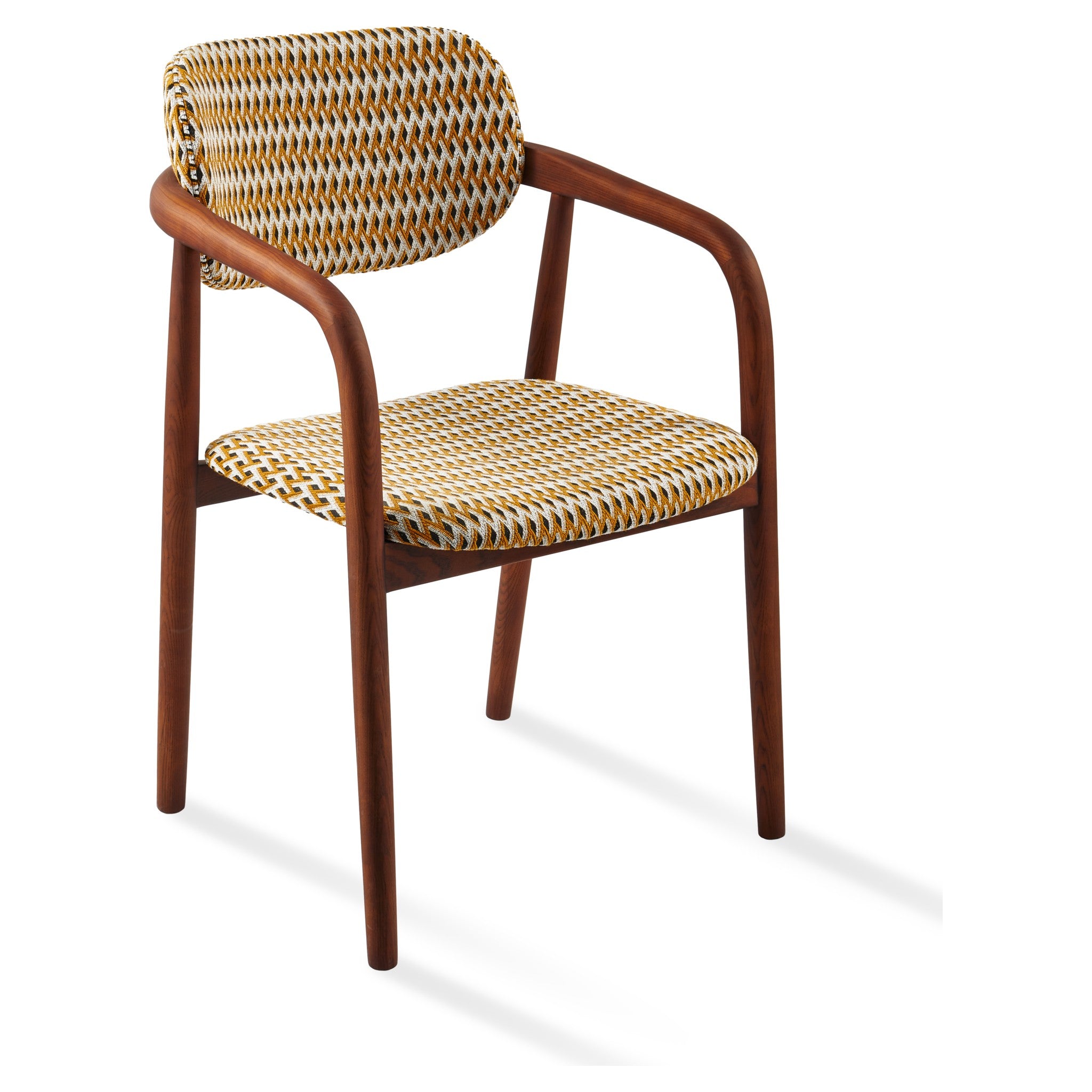 Bequemer Stuhl mit weicher Polsterung und Rundholzarmlehnen