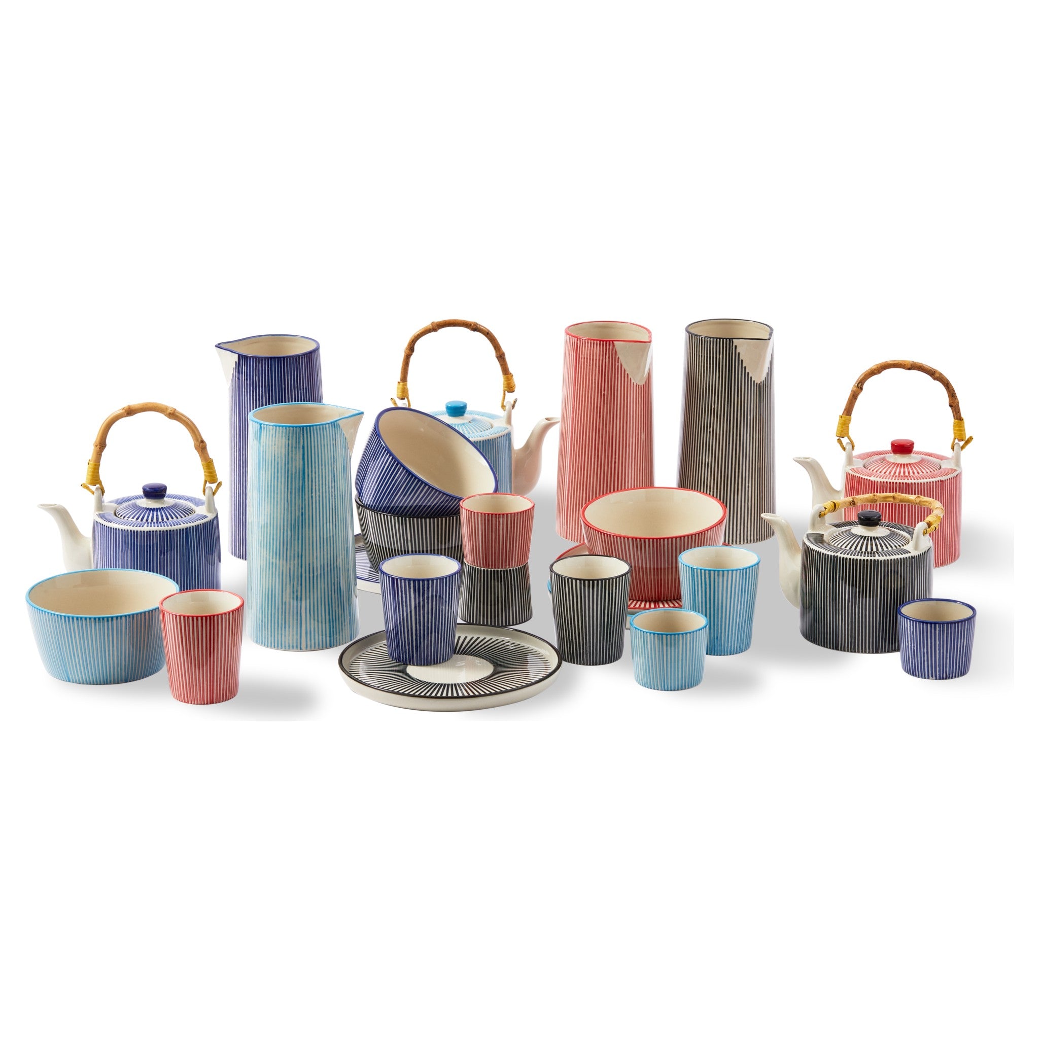 Marine Striped Bowls – vierfarbig, modernes Streifendesign