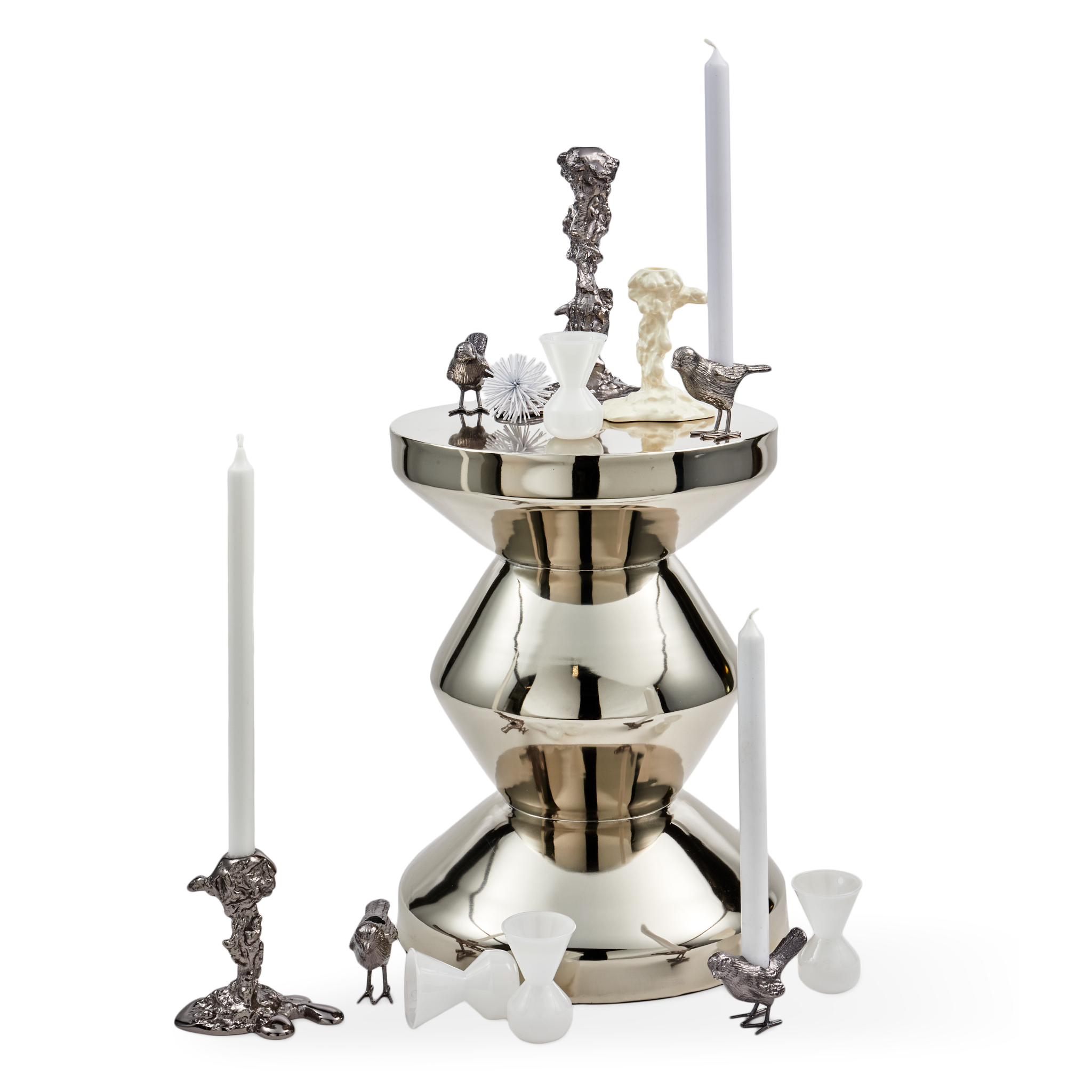 Taburete/mesa auxiliar Zig Zag de metal en varios colores