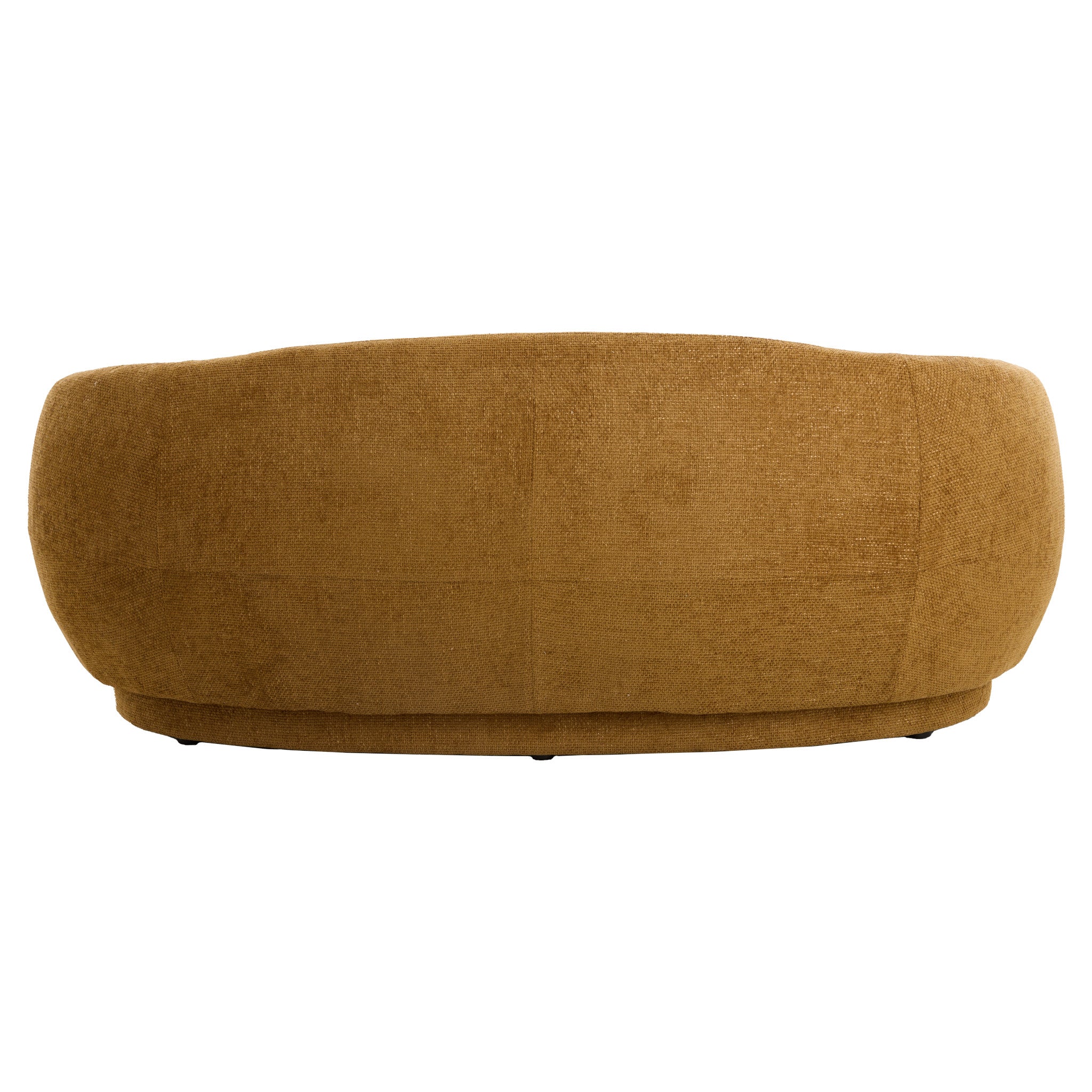 Rückenansicht des gelben Sofas mit abgerundeter Form