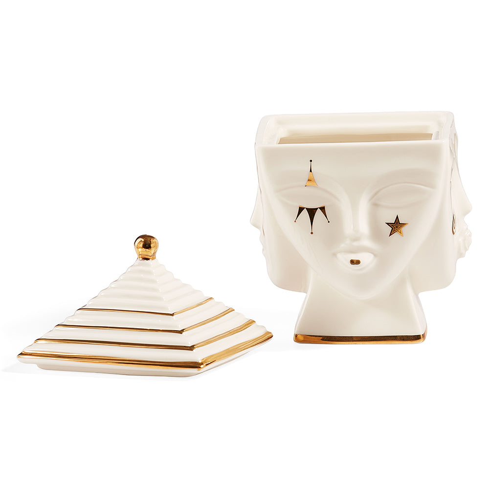 Porzellandose GILDED MASQUERADE BOX weiß/gold von Jonathan Adler