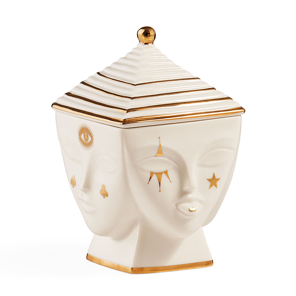 Porzellandose GILDED MASQUERADE BOX weiß/gold von Jonathan Adler