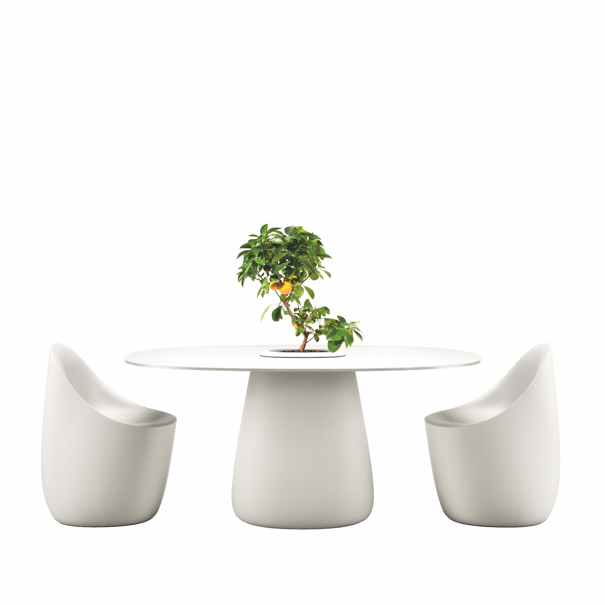 Outdoor Sitzgruppe Cobble Table 160 in der Farbe weiss