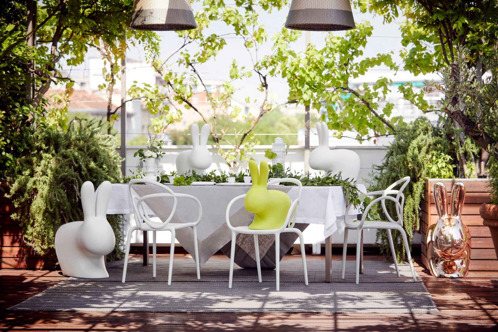 Indoor and outdoor RABBIT chair in white