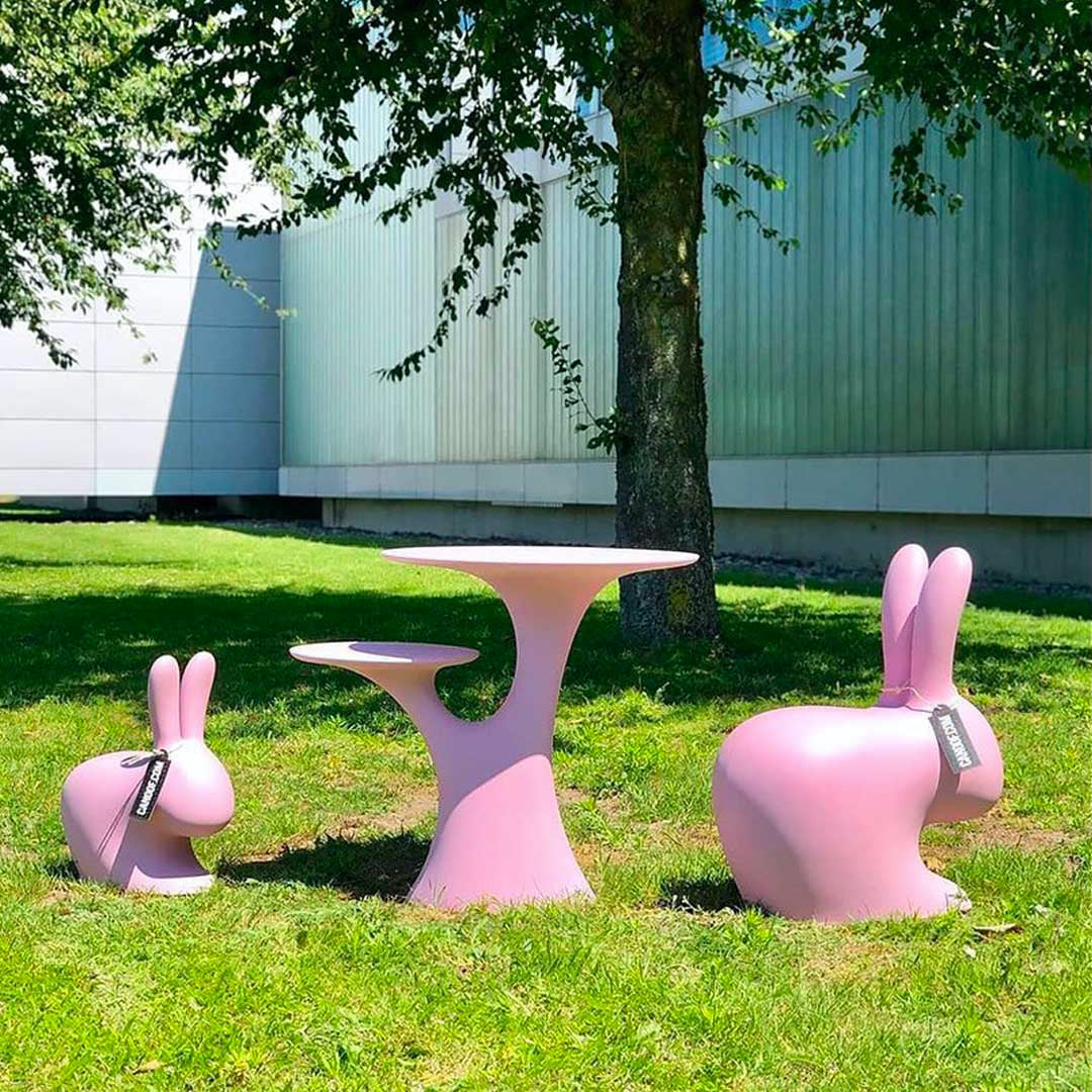 Garten - Qeeboo Rabbit Tree Tisch und Stühle in pink
