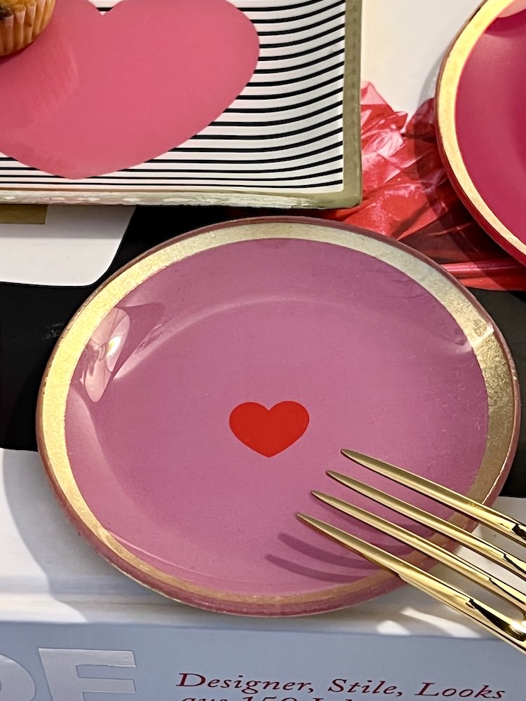 runder Glasteller Herz rosa ø10cm