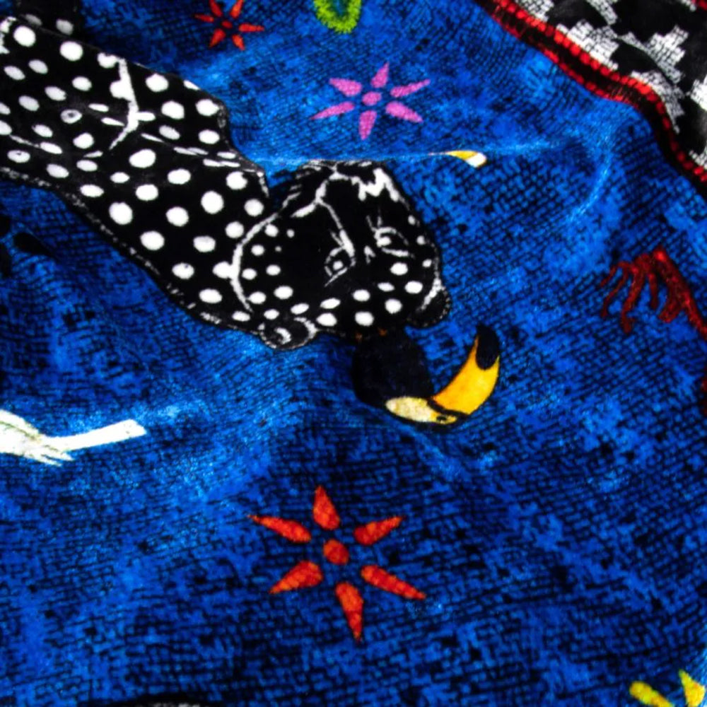 Edler, blauer Samtschal OCELOT Blu Negativo mit Tier-Motiv