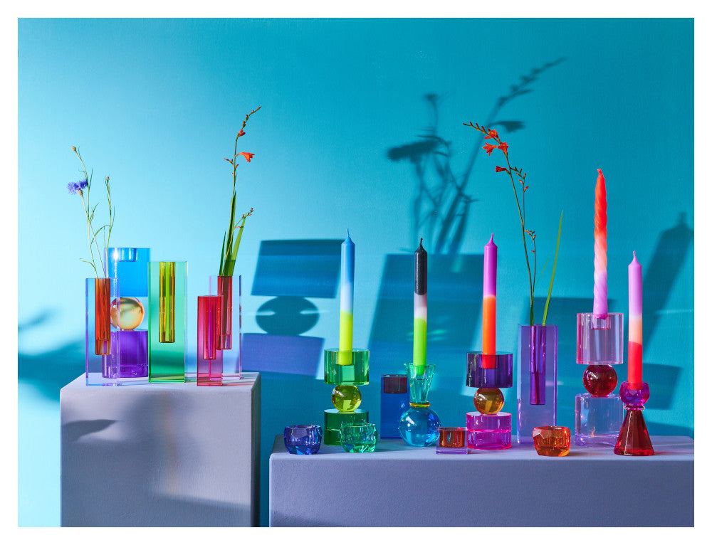 Kerzenhalter SARI Kugel in grün, blau