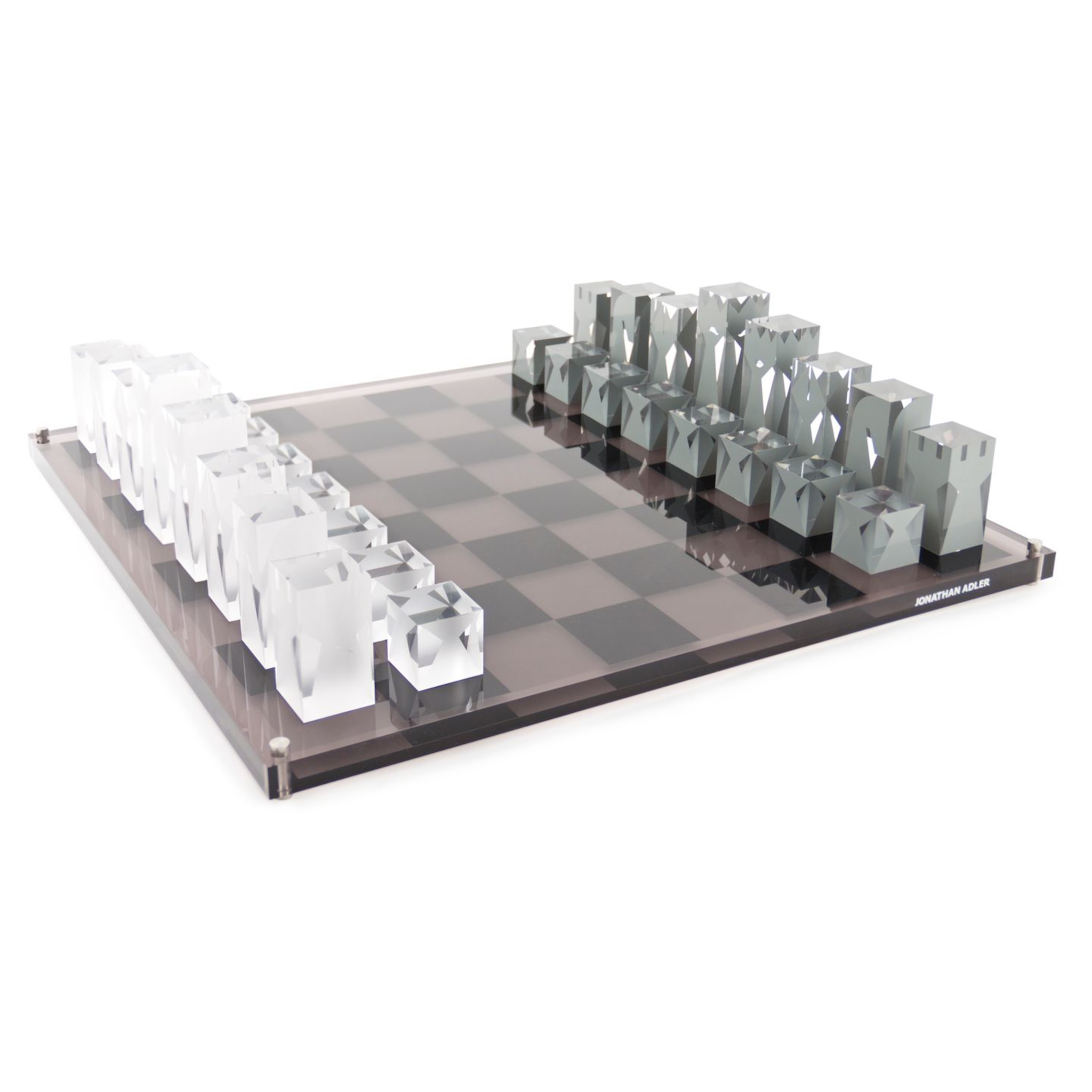 Schachspiel aus Acryl von Jonathan Adler in modernem Design.