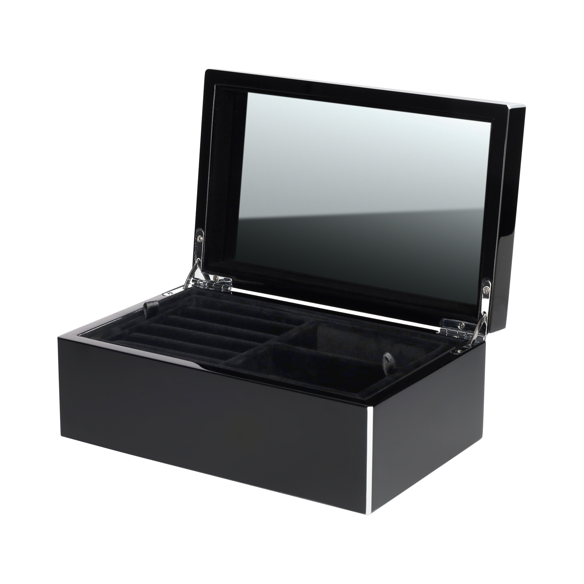 Schmuckbox TANG S in Schwarz – elegantes Design mit Innenspiegel und Fach