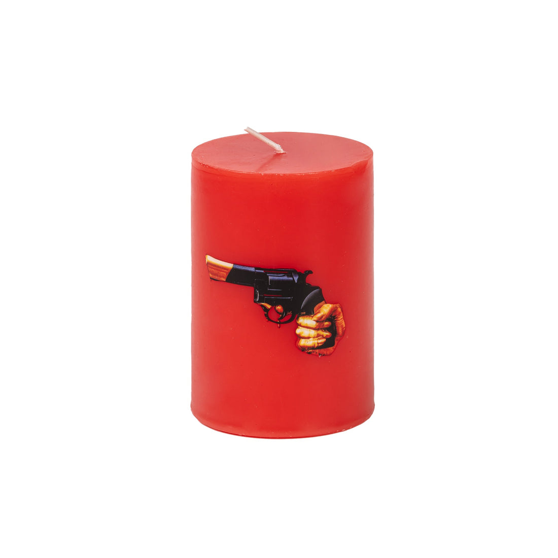 Seletti Kerze REVOLVER in Rot mit Revolvermotiv