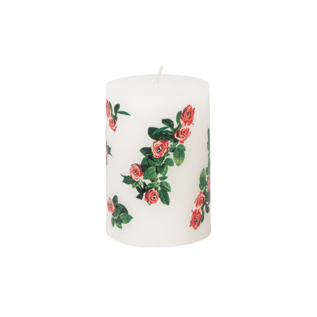 Seletti Kerze ROSES mit Rosenmotiv auf weißem Wachs