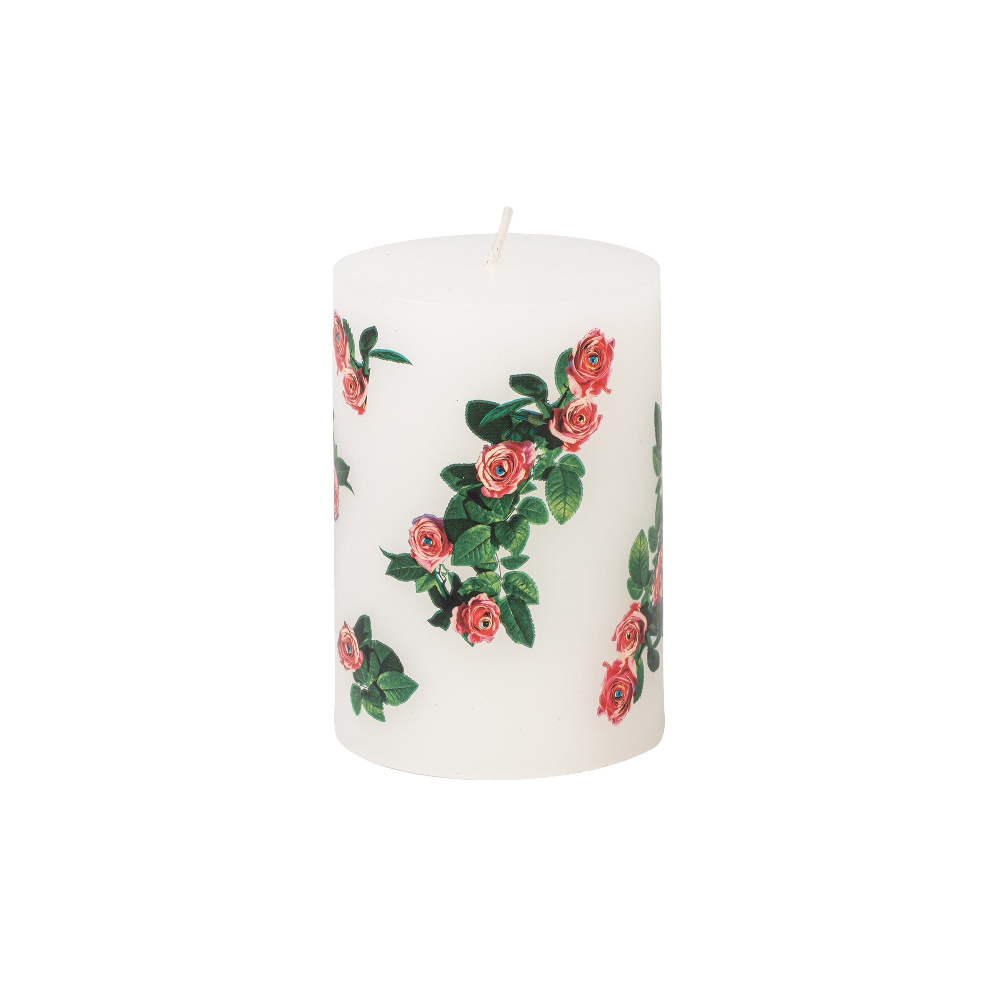 Seletti Kerze ROSES mit Rosenmotiv auf weißem Wachs