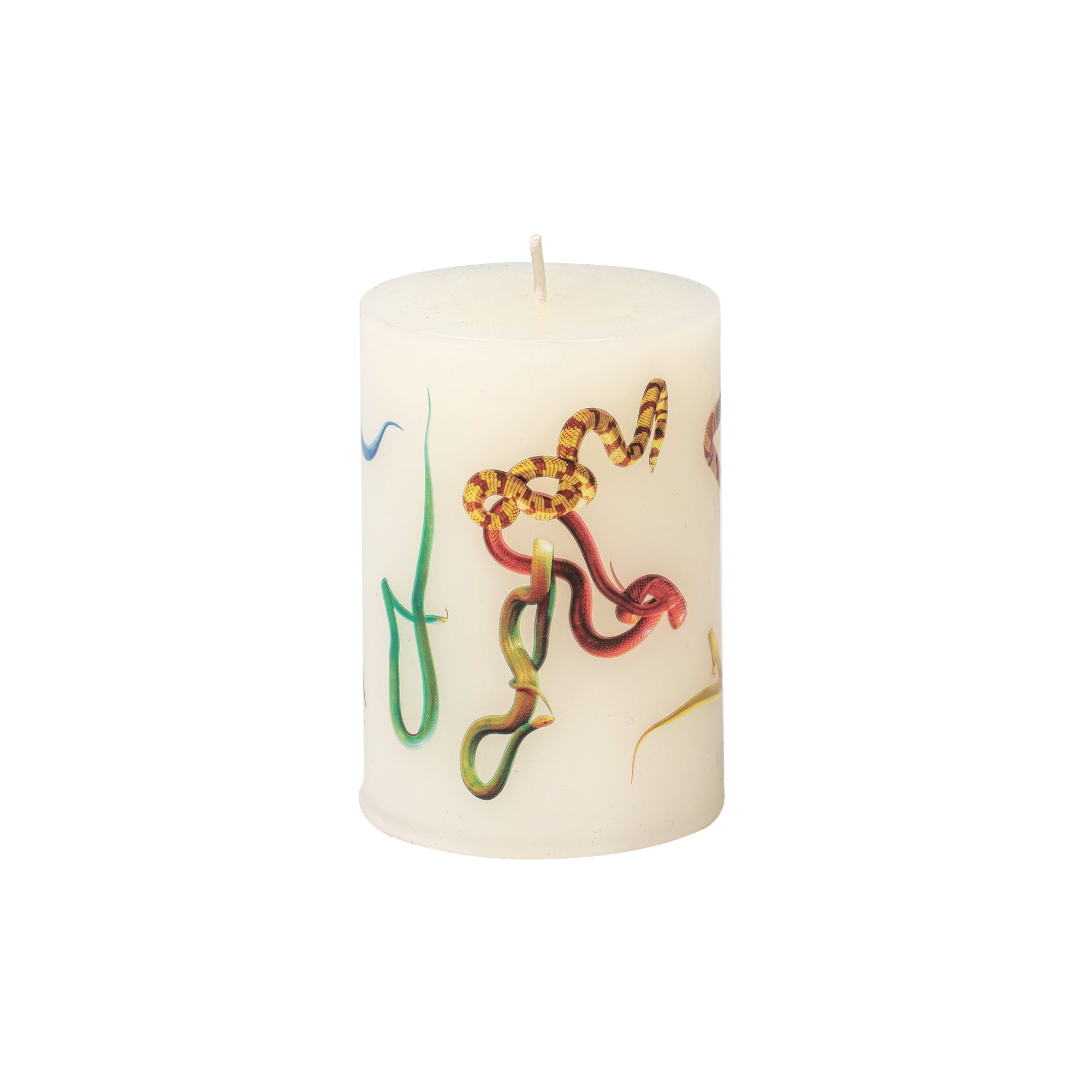 Weiße Kerze mit Schlangenmotiv aus der Toiletpaper Kollektion von Seletti