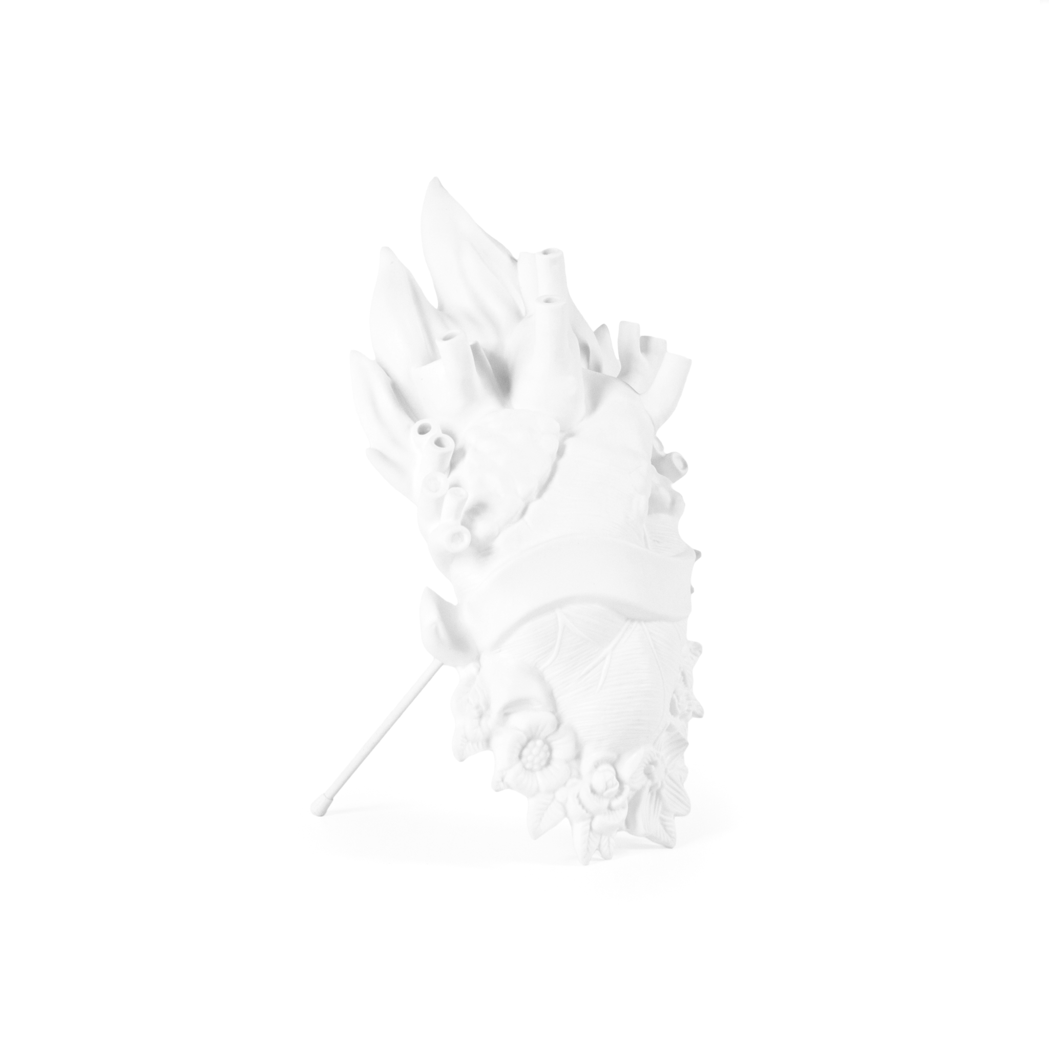 Designer-Vase von Seletti in Herzform mit flammendem Motiv