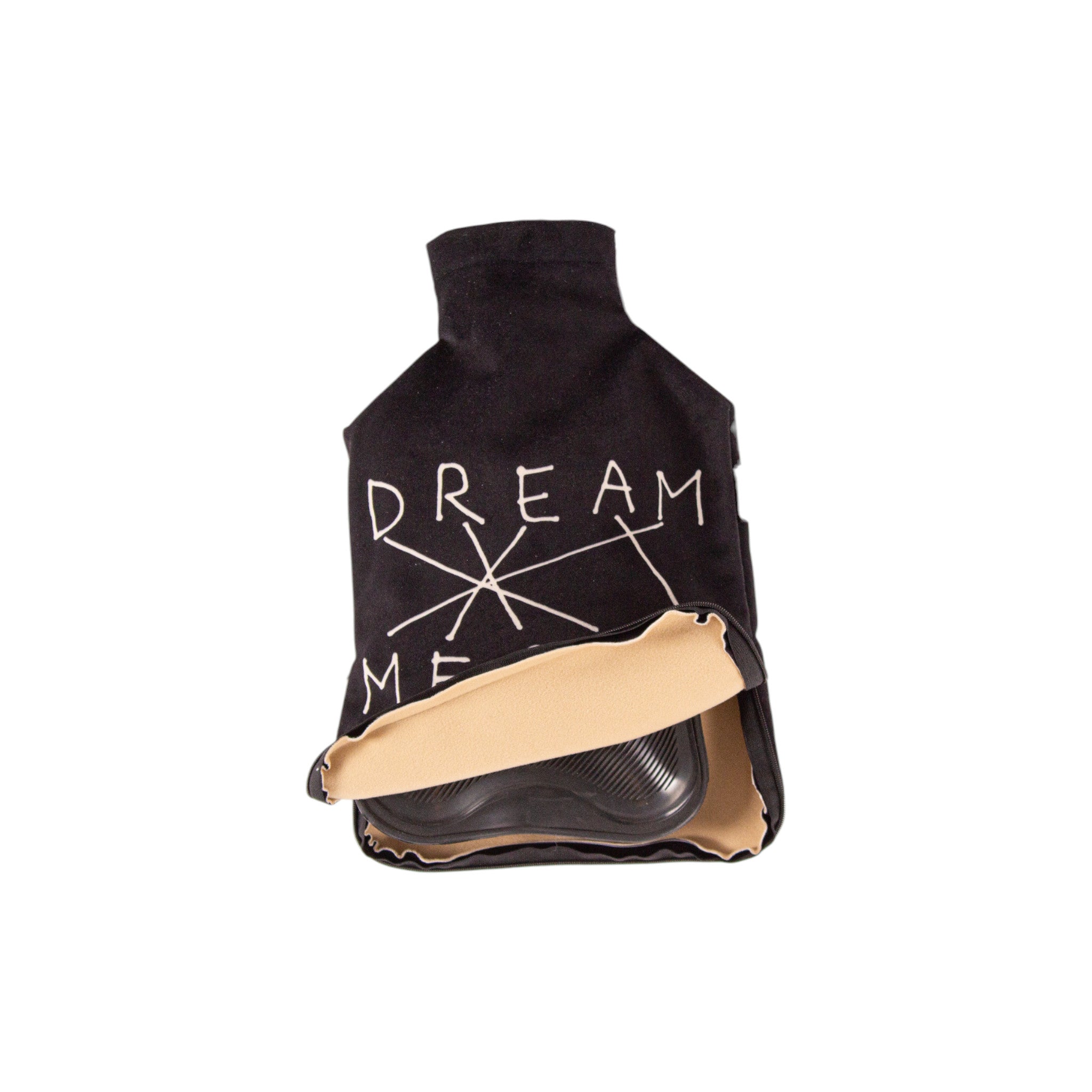 Designerstück DREAM MERDA Wärmflasche mit Aufschrift von Nico Vascellari