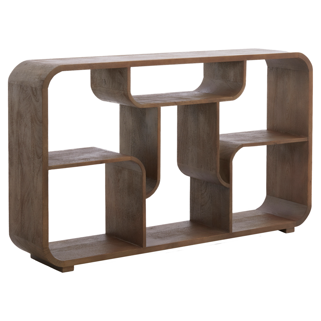 Offenes Holzsideboard mit abgerundeten Formen von Light & Living