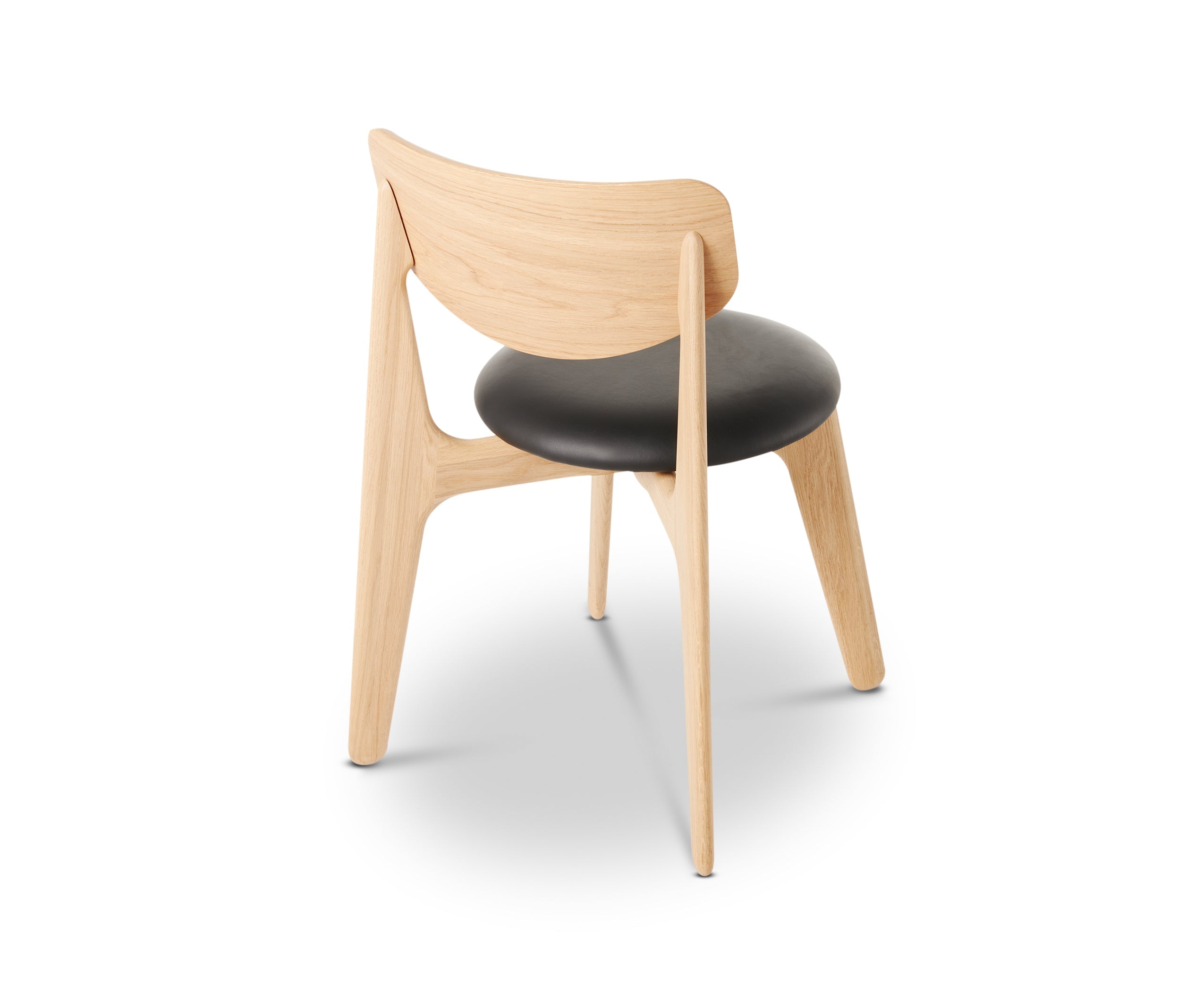Slab Dining Chair – Natural Brushed Oak & Black Leather