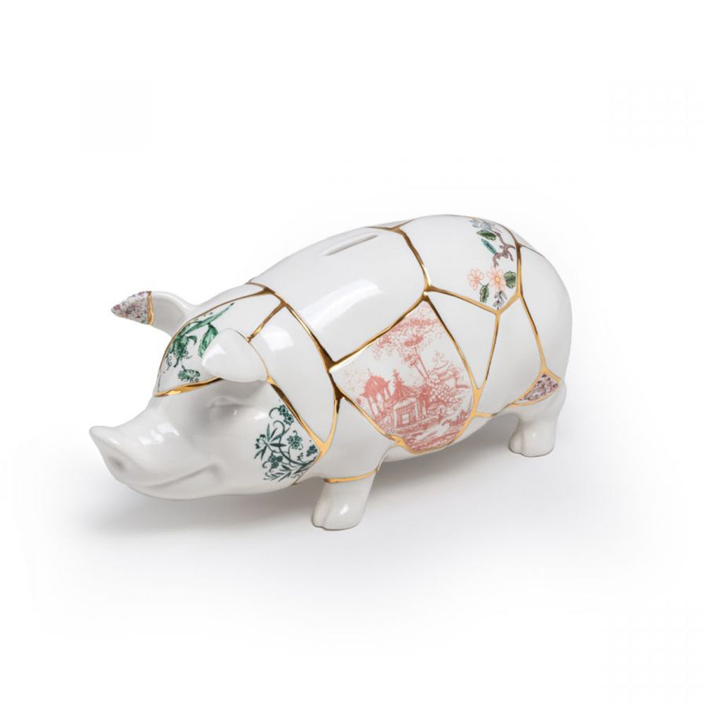 Spardose KINTSUGI PIGGY weiß, gold der Marke Seletti
