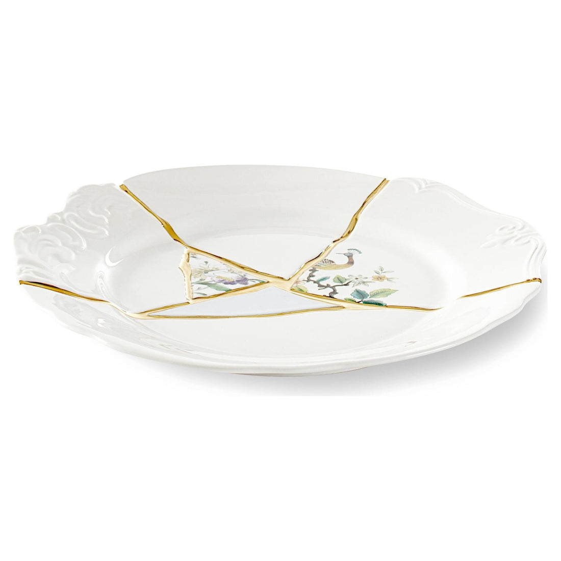 Speiseteller aus Porzellan und Gold für Hauptspeisen