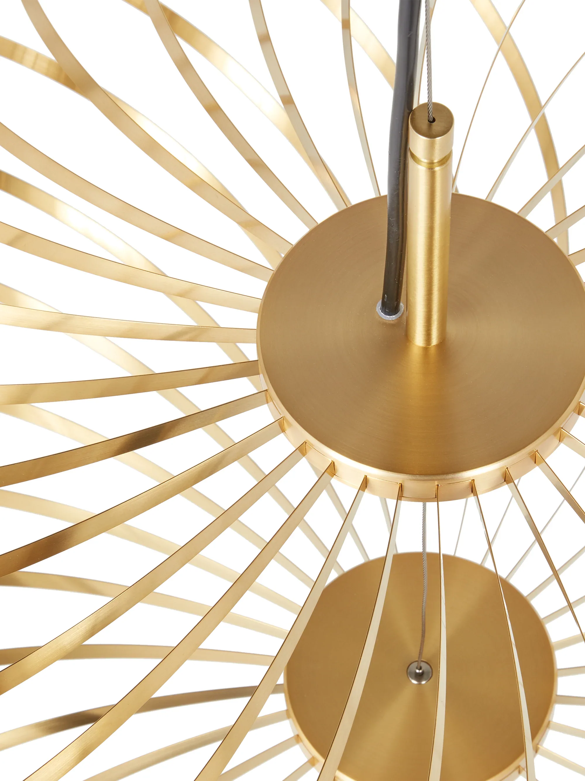 Spring Small Expandable Pendant Light von Tom Dixon im minimalistischen Interior, warmes LED Licht durch flexible Metallstruktur