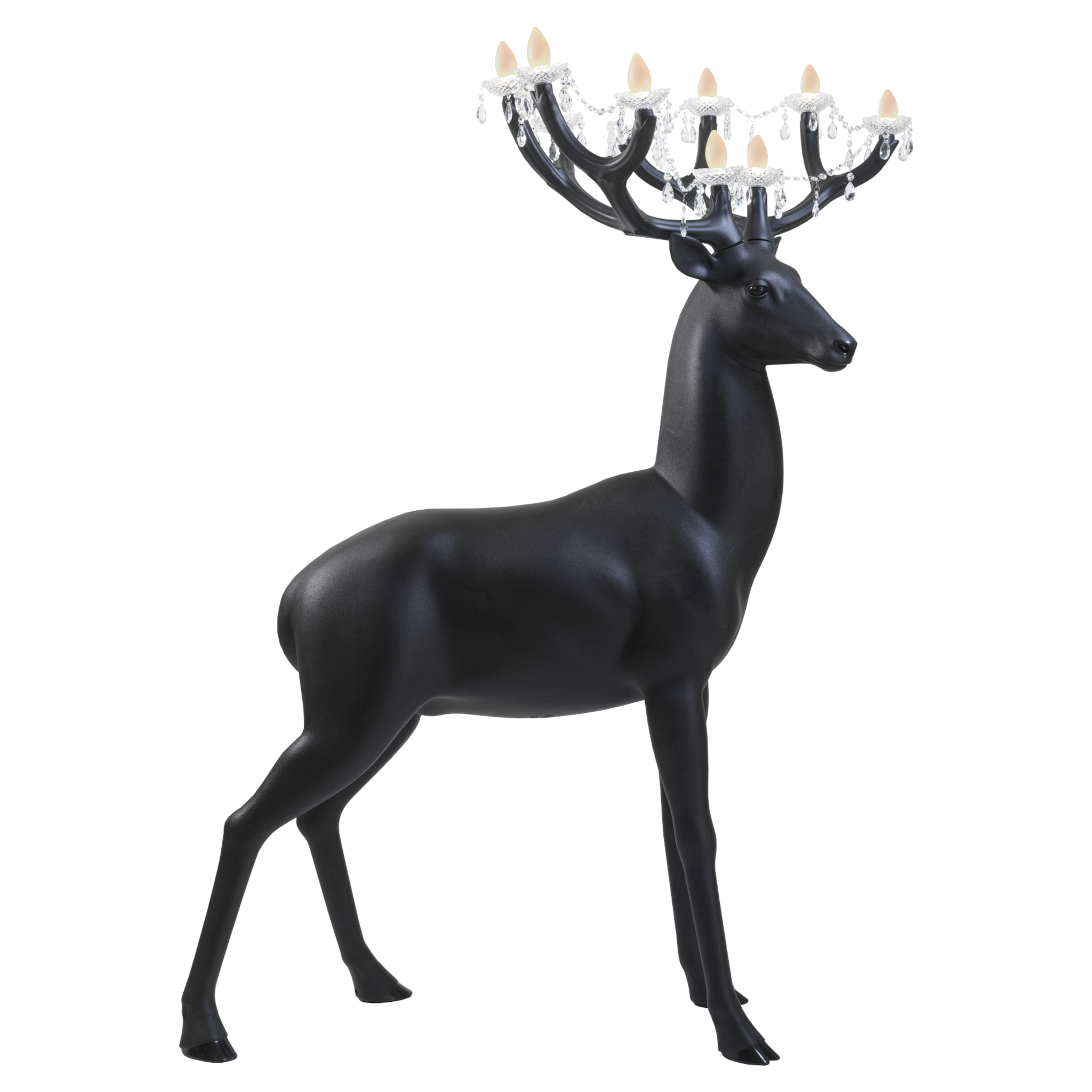 SHERWOOD Figur in Schwarz mit leuchtendem Geweih und detailreichem Kronleuchterdesign