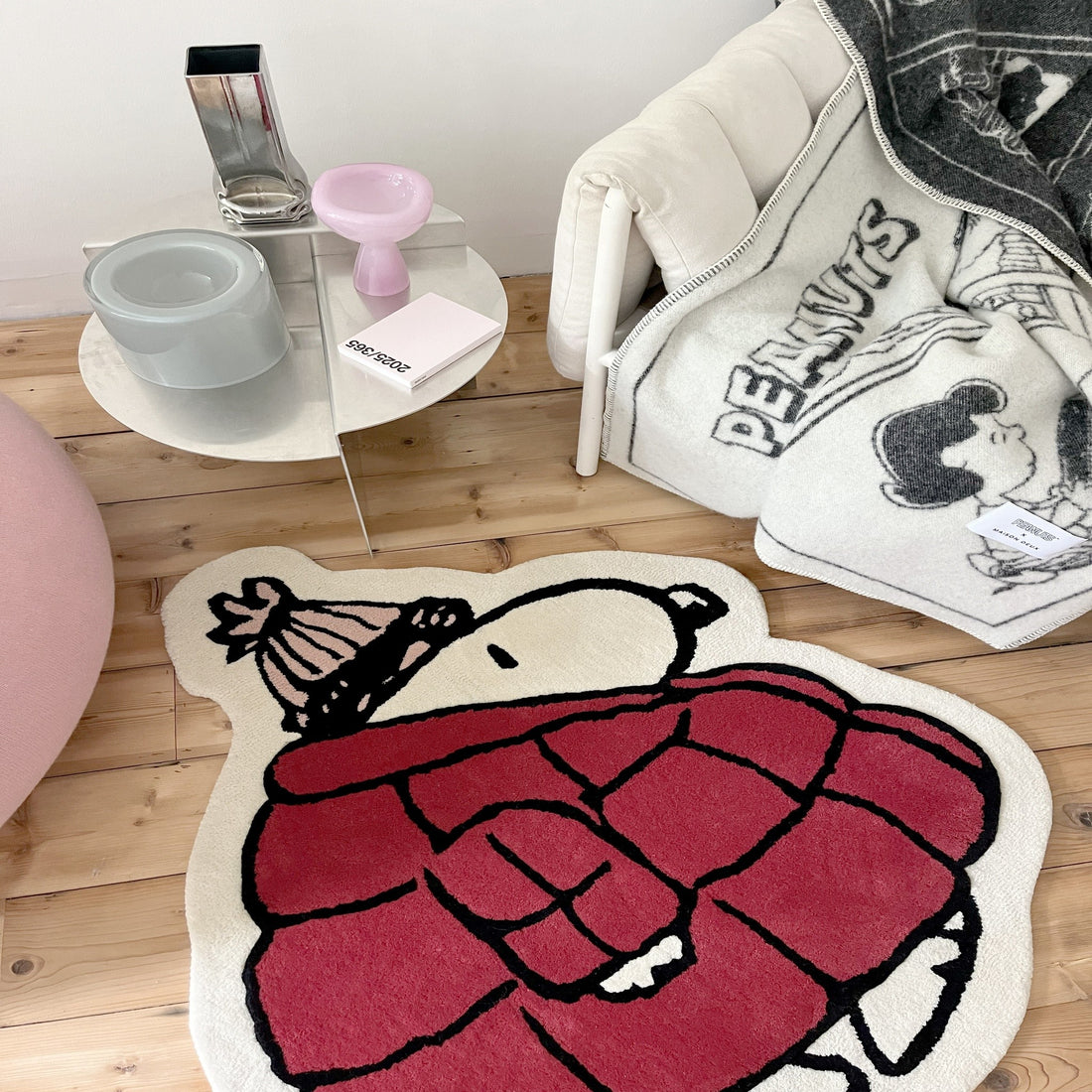 Snoopy Steppjacken-Teppich aus neuseeländischer Wolle