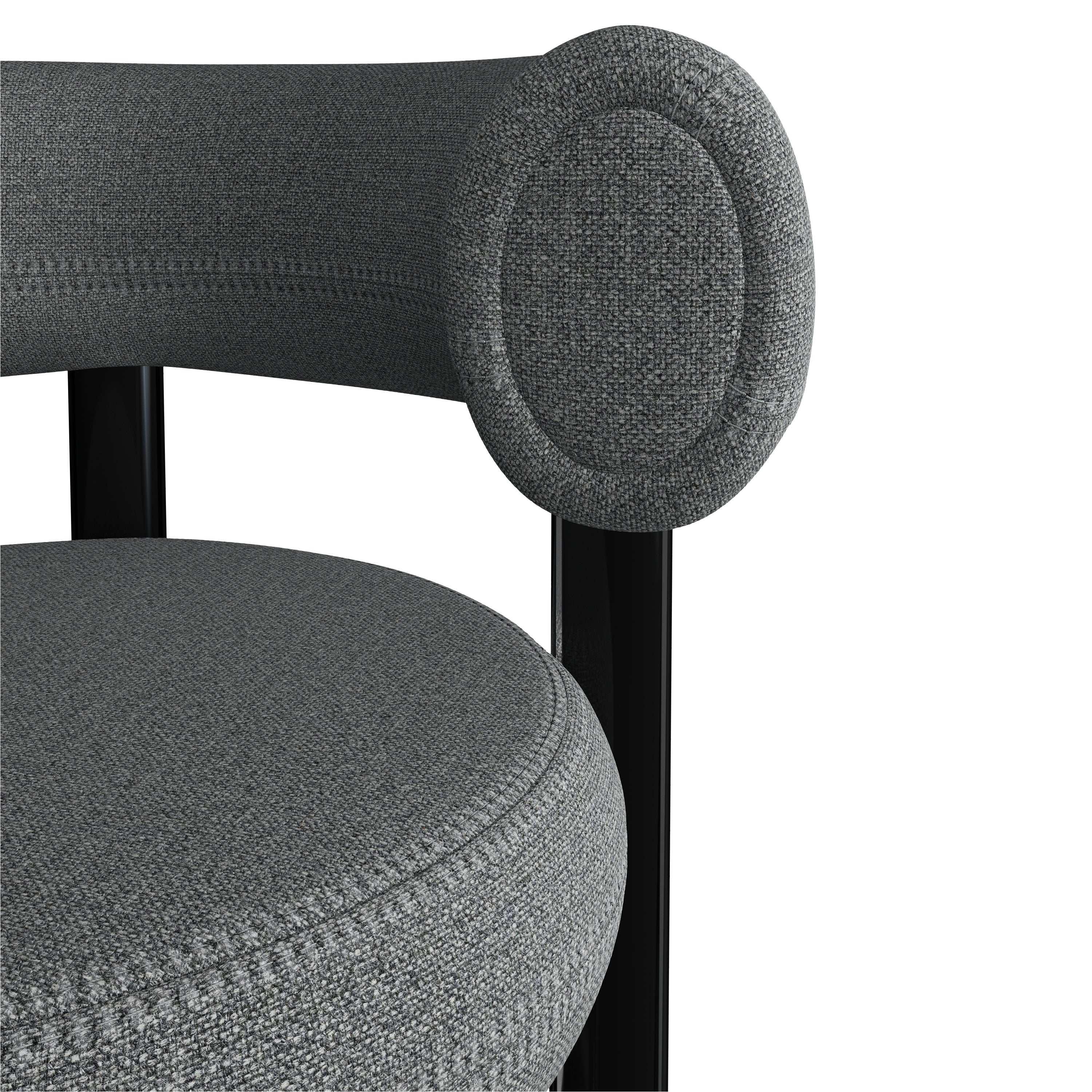 Fat Bar Stool 75 cm – Barhocker mit schwarzem Stahlgestell & Kvadrat Hallingdal Mid Grey von Tom Dixon