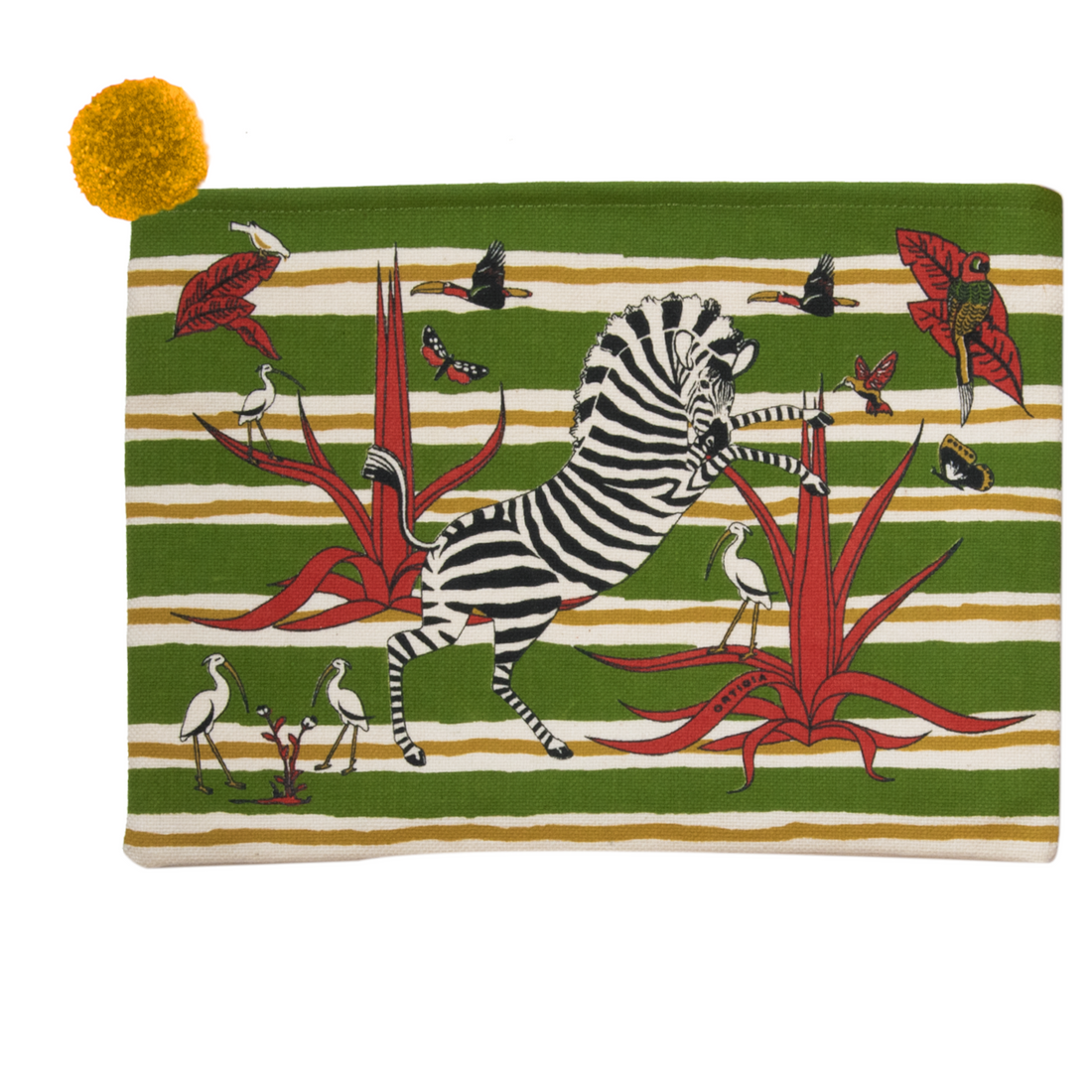 Pochette Jungle Green aus ägyptischer Baumwolle, Handarbeit