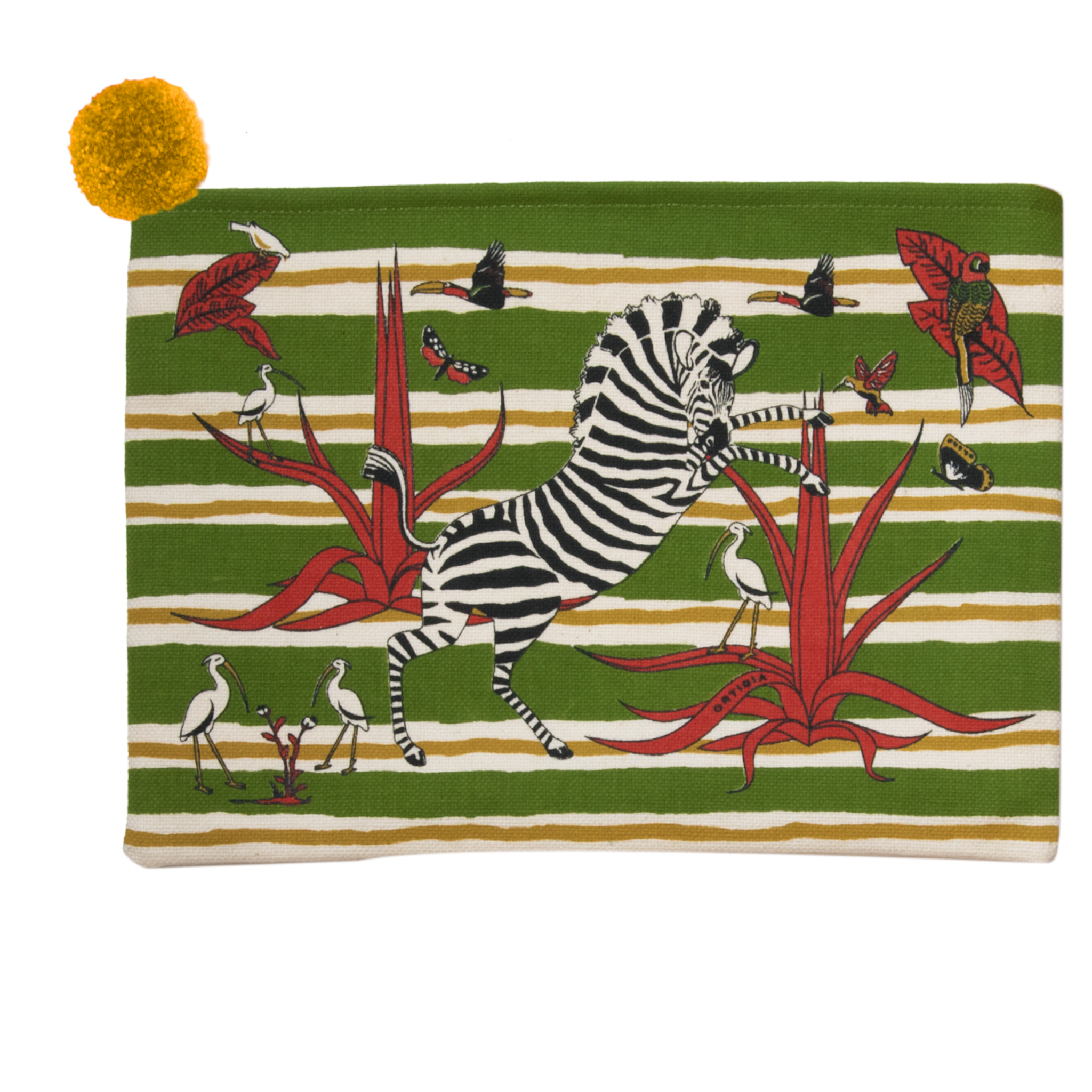 Pochette Jungle Green aus ägyptischer Baumwolle, Handarbeit