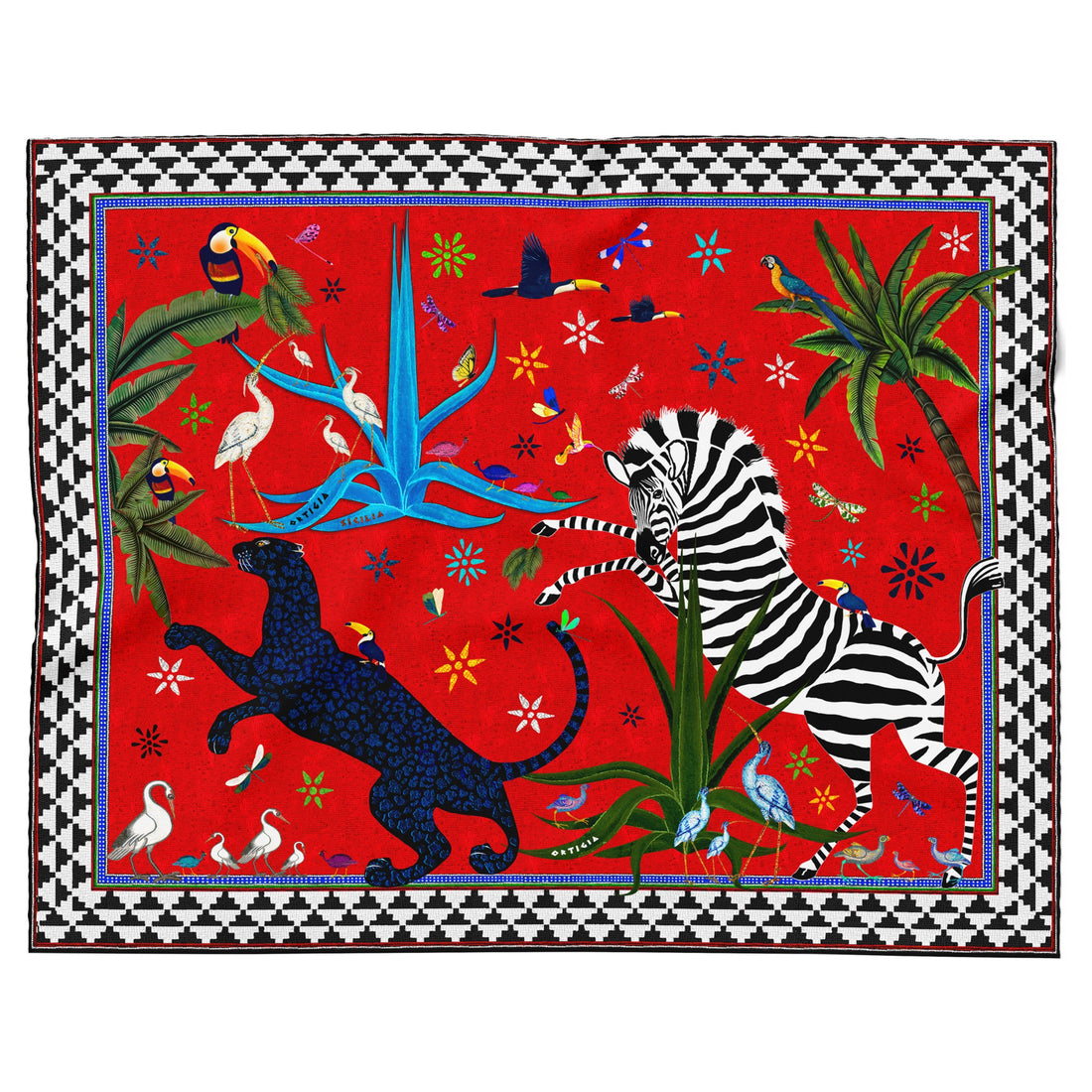 Pareo Jungle Red 150x120cm als elegantes Strandtuch