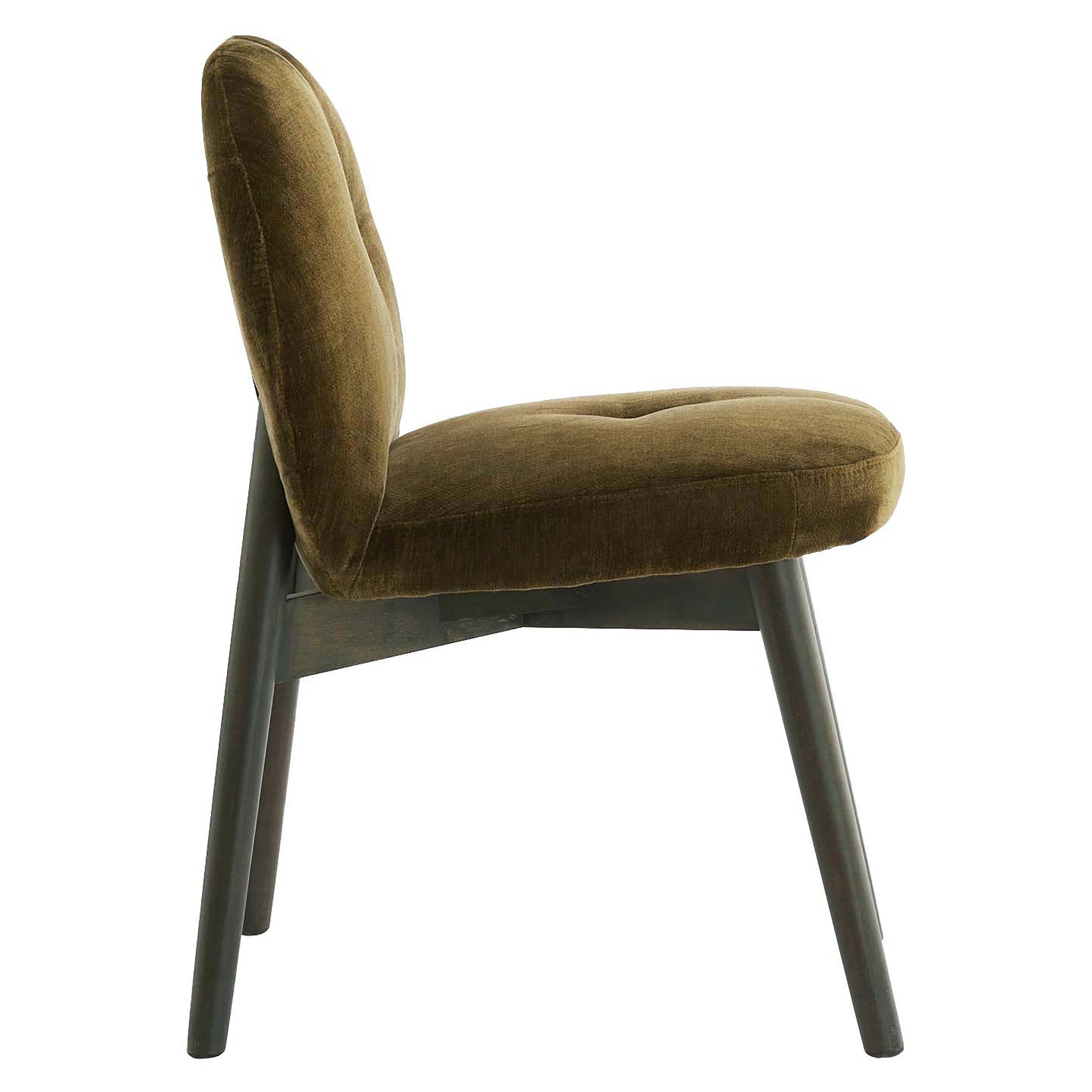 Esszimmerstuhl im Retro-Stil mit samtigem Bezug und Holzgestell