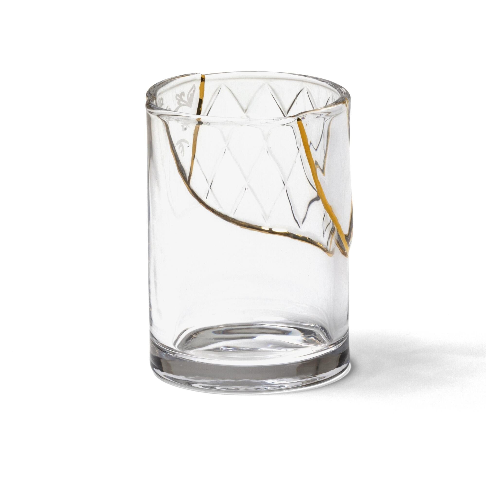 Kintsugi Glass mit goldener Verzierung für stilvolle Tischdekoration