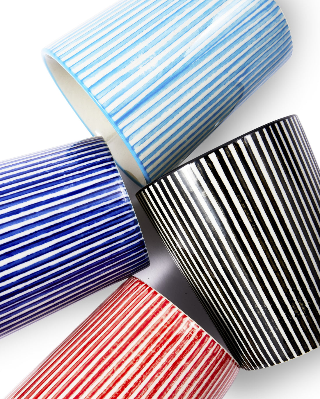 Set aus vier Marine Striped Coffee Cups im maritimen Look
