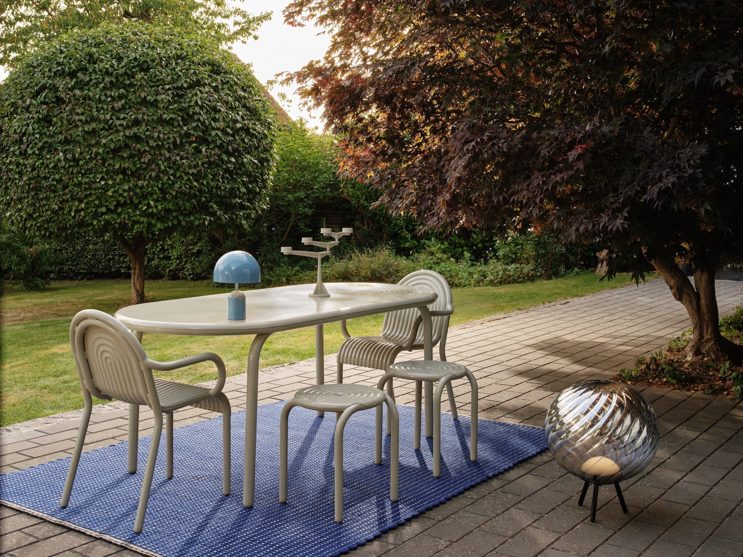 Alfombra de pana para interior y exterior en color azul