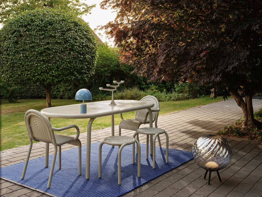 Alfombra de pana para interior y exterior en color azul