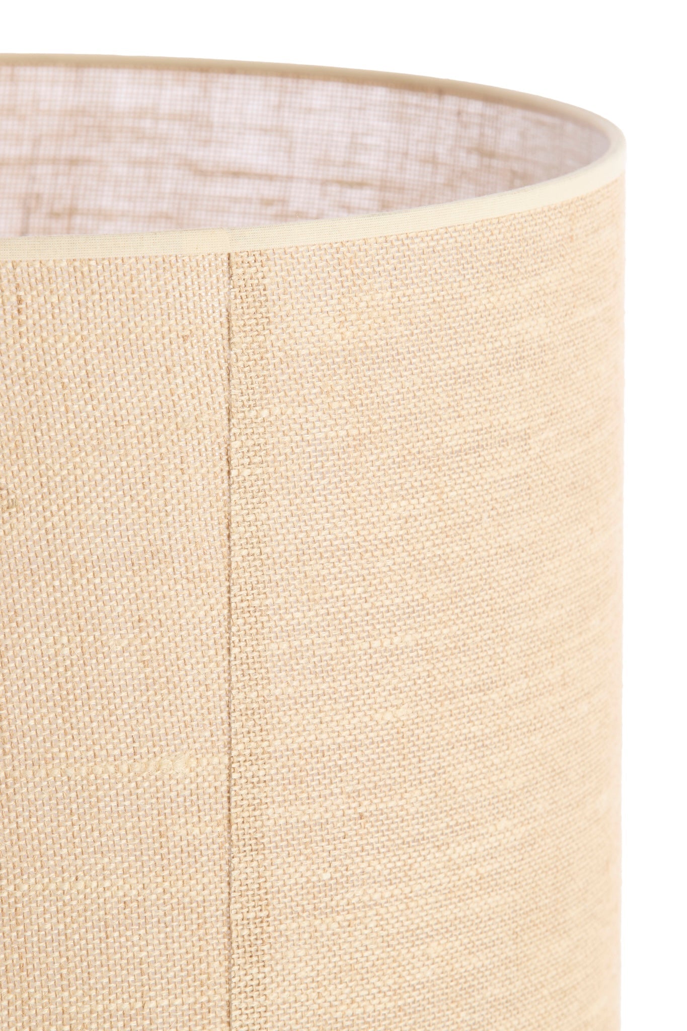 Lámpara de mesa NANA crema con pantalla textil arena – diseño redondo (H125 cm)