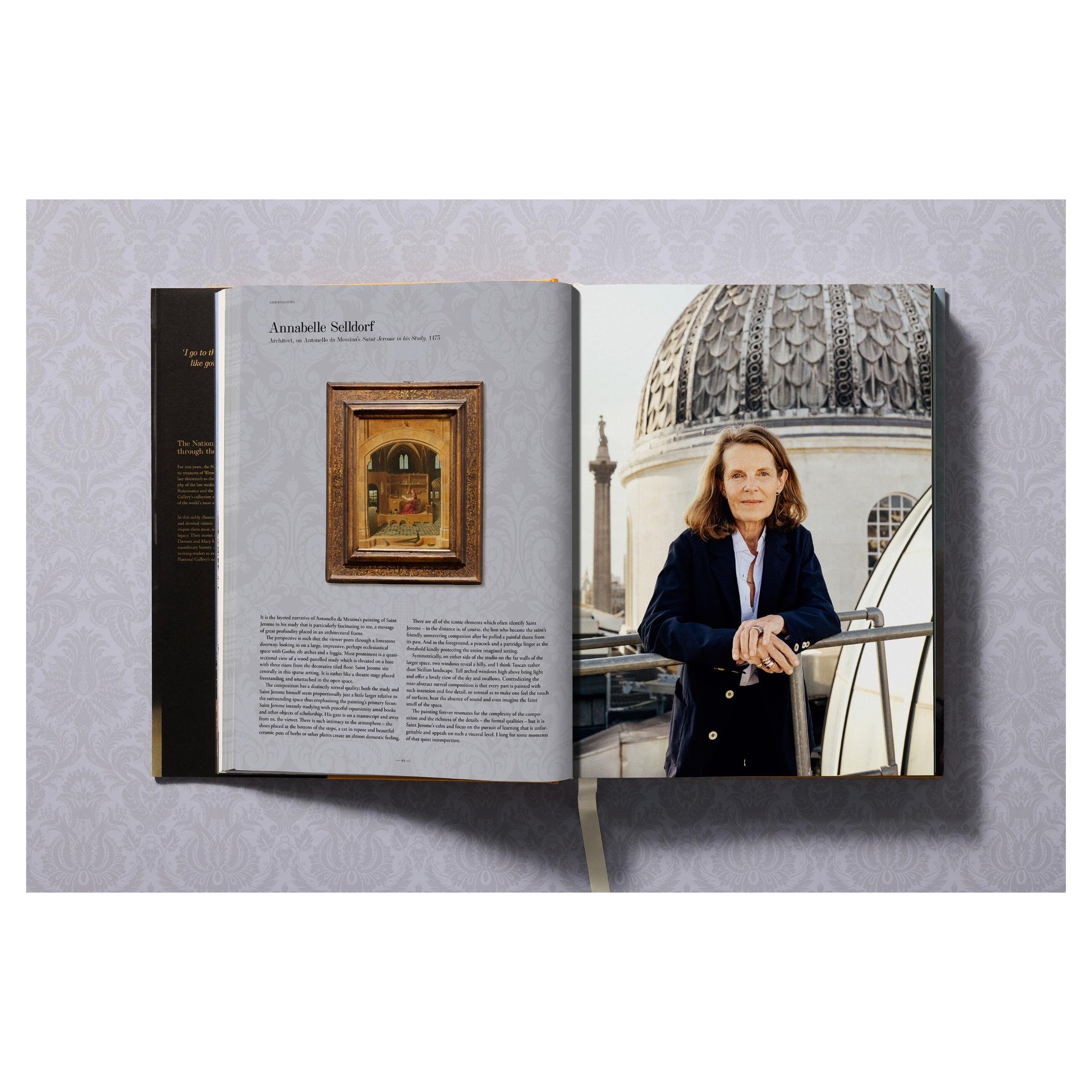 Exklusive Nahaufnahme der Goldschnitt-Seiten des National Gallery Kunstbuchs