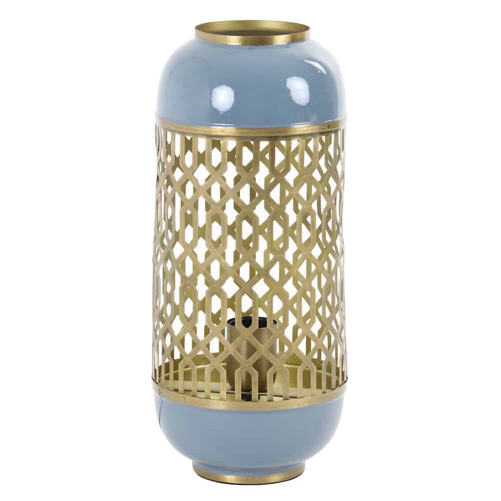 Tischlampe ROHAT blau, goldenes Muster