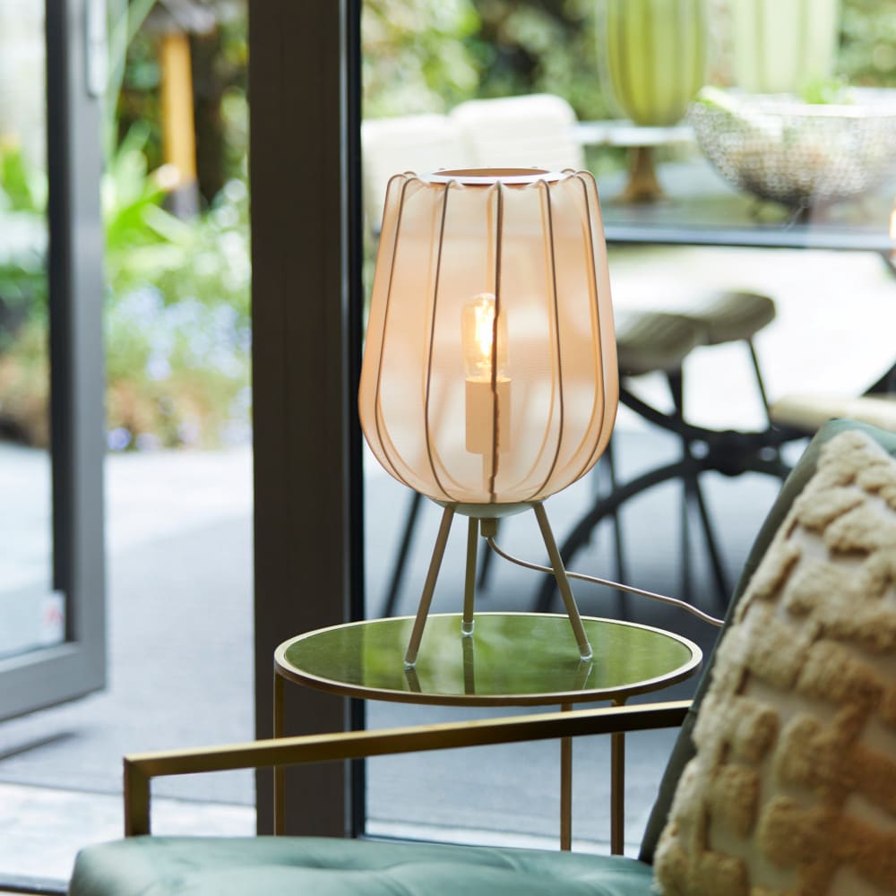 Tischleuchte PLUMERIA sandfarben Ø25x45 cm