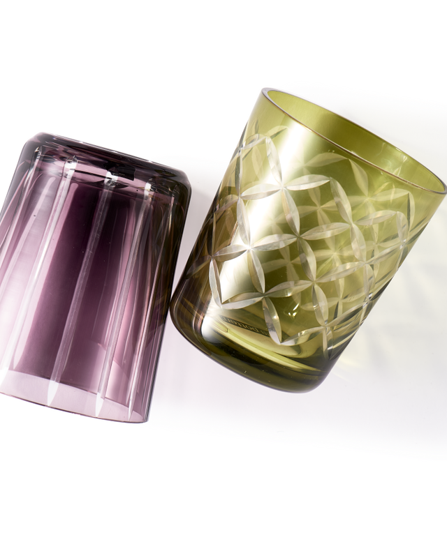 Trinkgläser CUTTINGS violett und grün