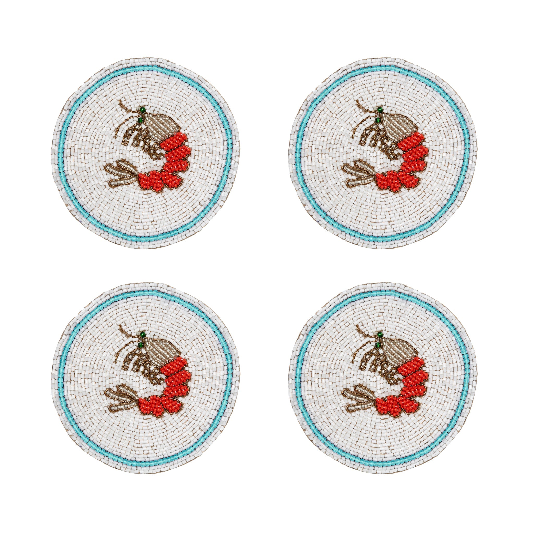 Untersetzer "Shrimp" – handbestickt im 4er-Set von Joanna Buchanan