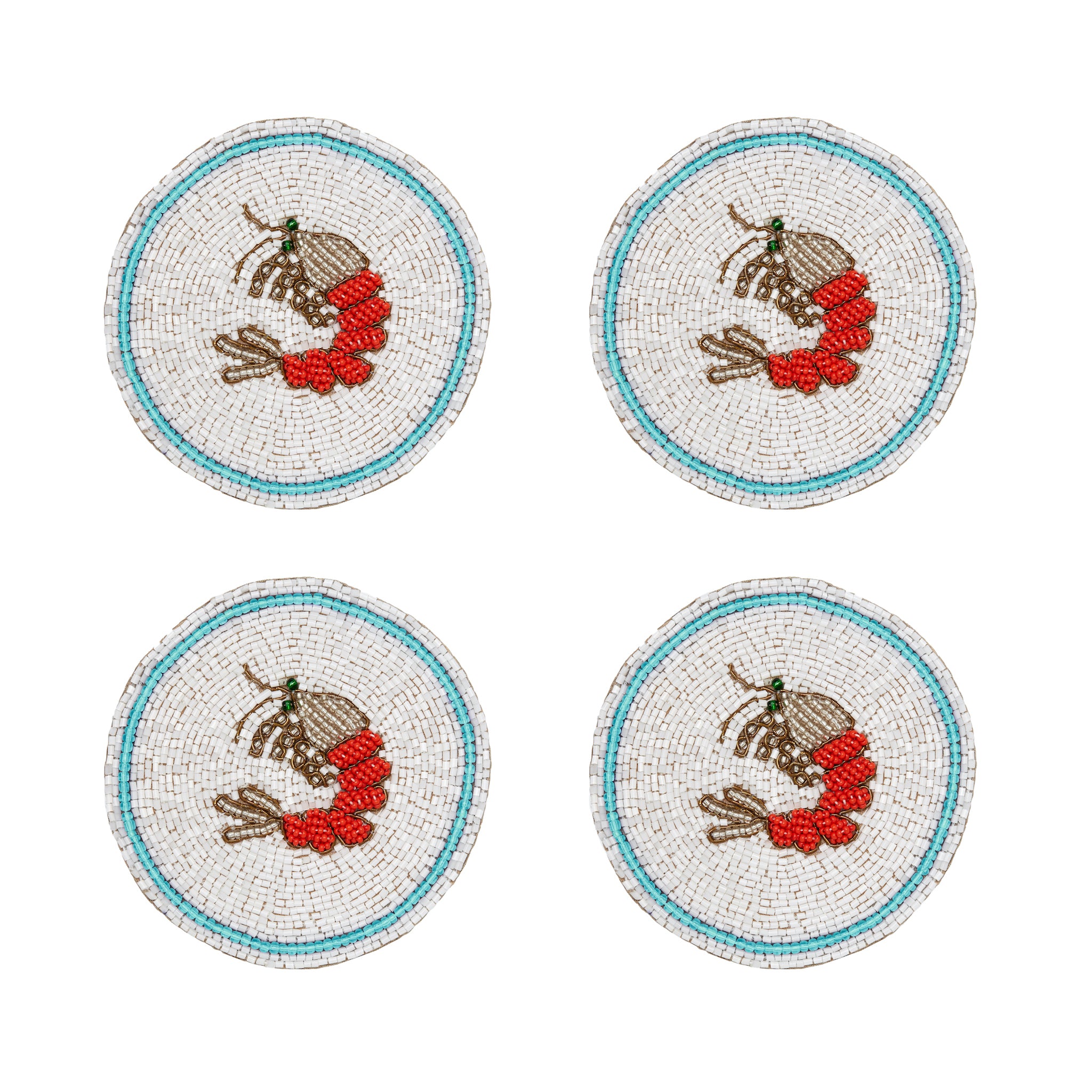 Untersetzer "Shrimp" – handbestickt im 4er-Set von Joanna Buchanan